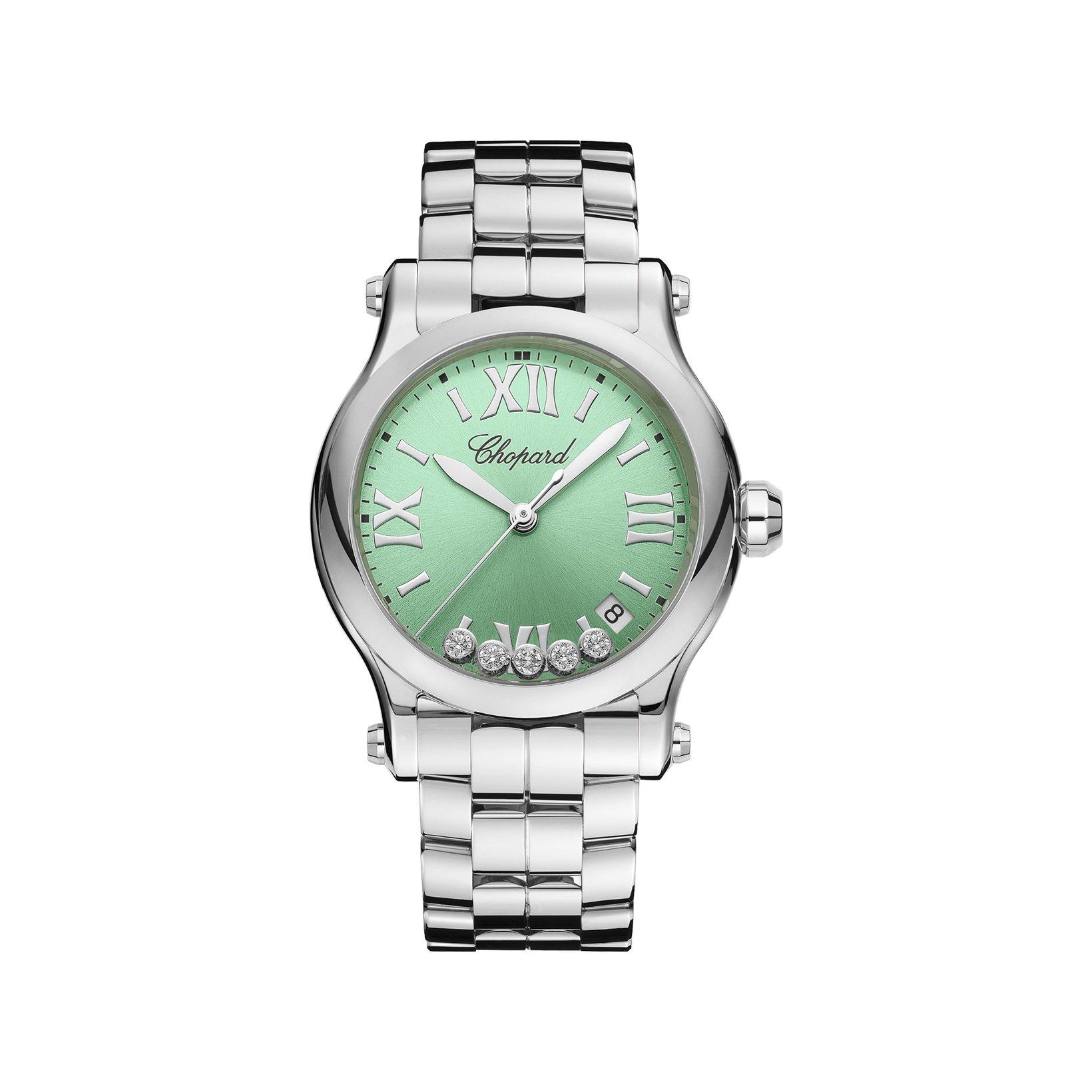 Chopard Happy Sport Quartz 36 mm Stainless Steel Watch  Green Dial  Stainless Steel Bracelet