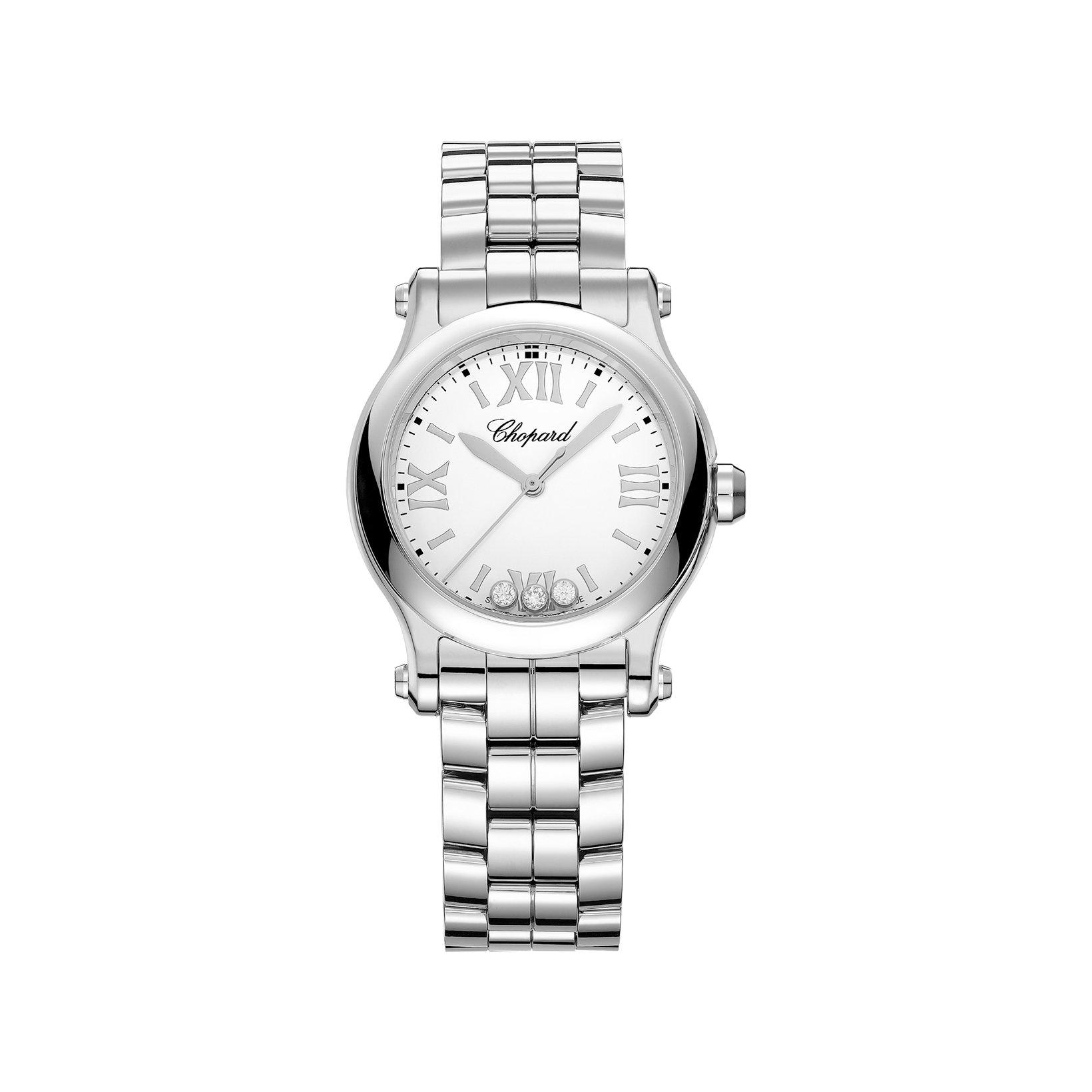 Chopard Happy Sport Quartz 30 mm Stainless Steel Watch  White Dial  Stainless Steel Bracelet