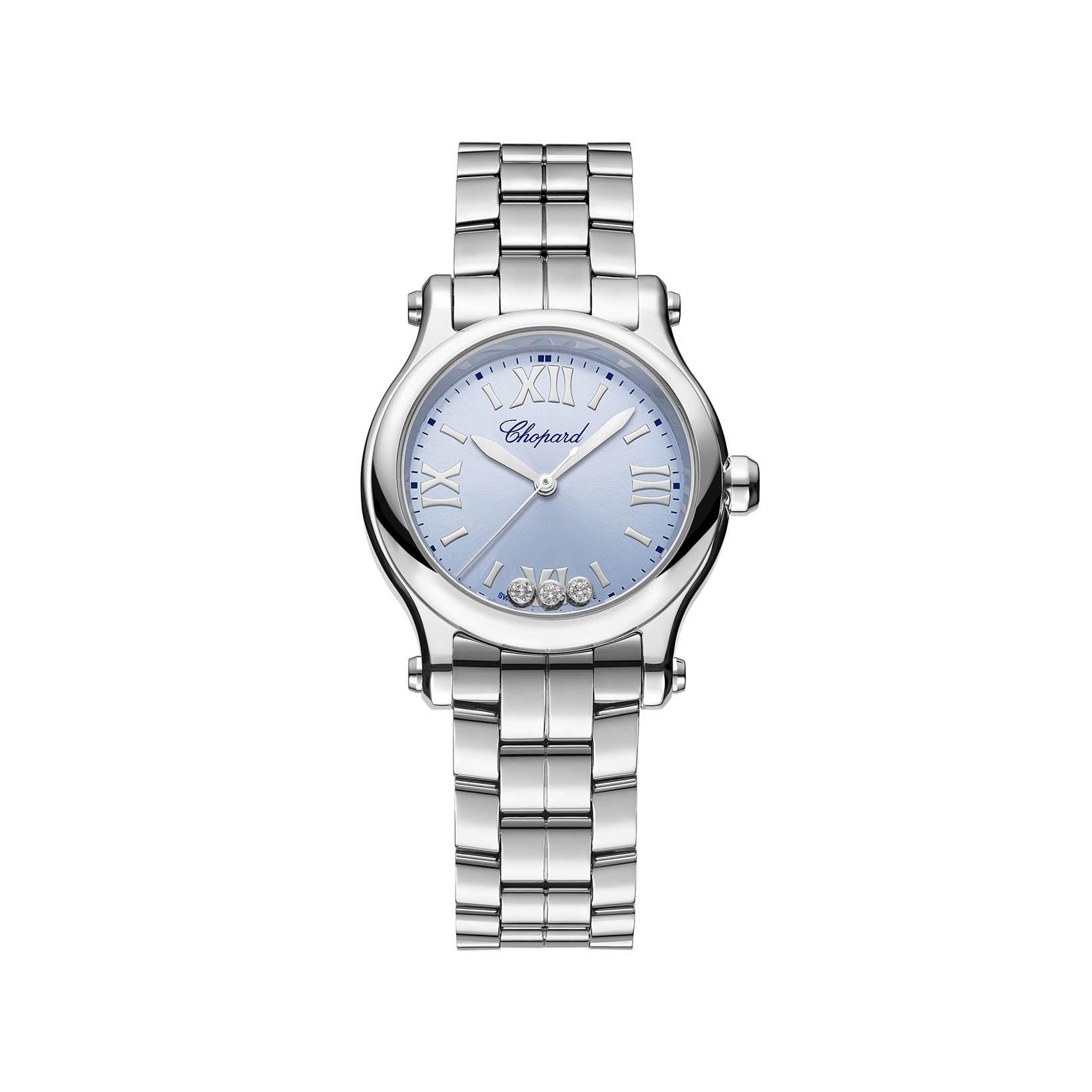 Chopard Happy Sport Quartz 30 mm Stainless Steel Watch  Light Blue Dial  Stainless Steel Bracelet