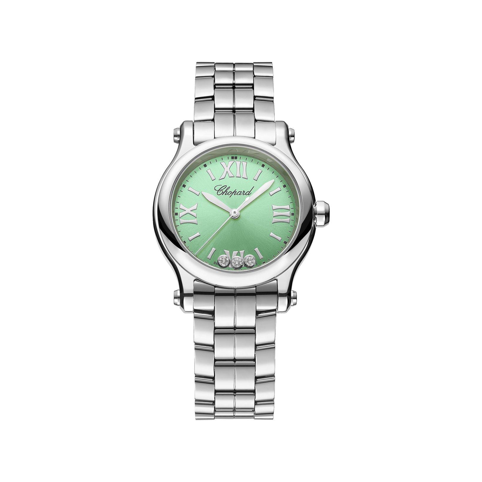 Chopard Happy Sport Quartz 30 mm Stainless Steel Watch  Green Dial  Stainless Steel Bracelet