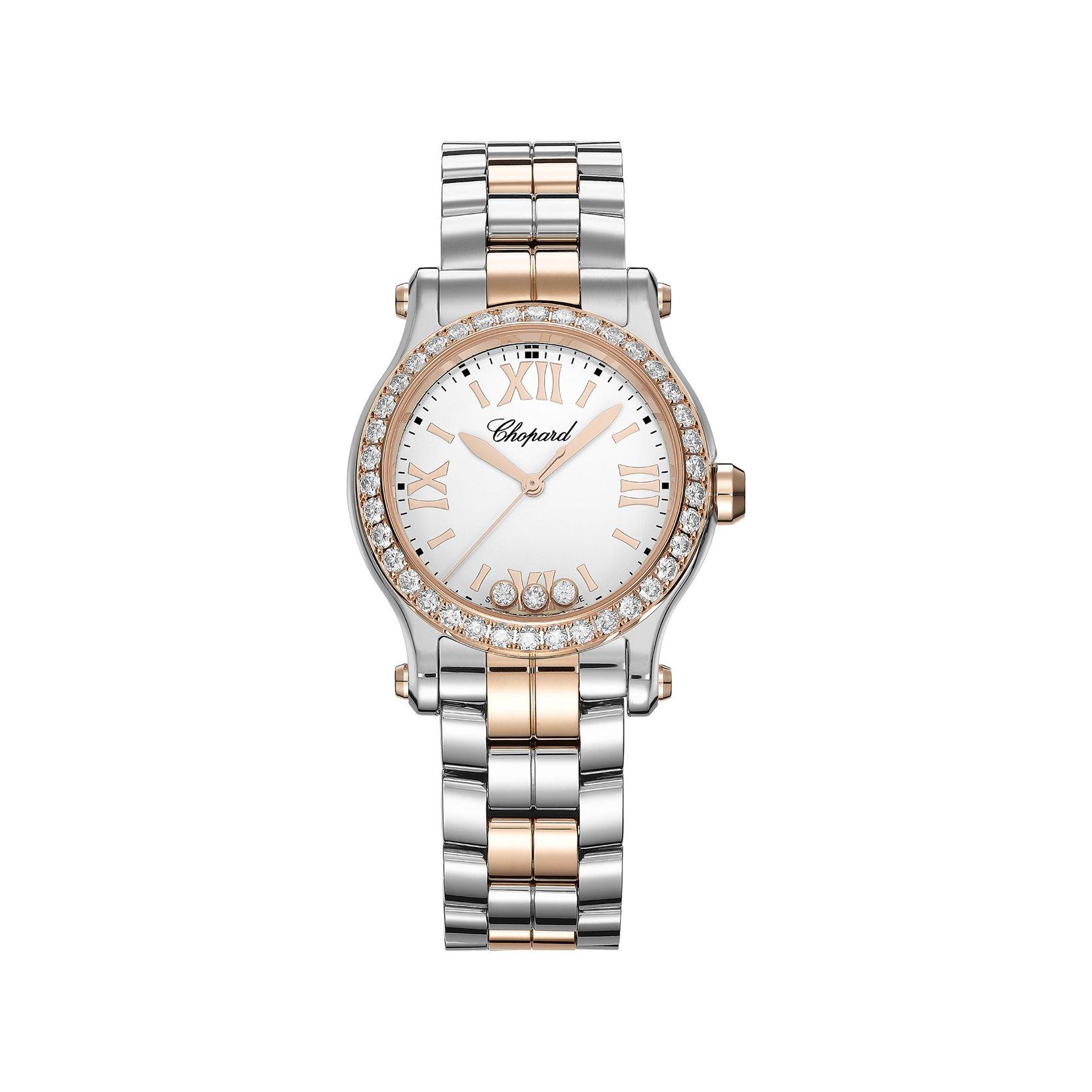 Chopard Happy Sport Quartz 30 mm Stainless Steel And Rose Gold Watch  White Matt Dial  Stainless Steel And Rose Gold Bracelet