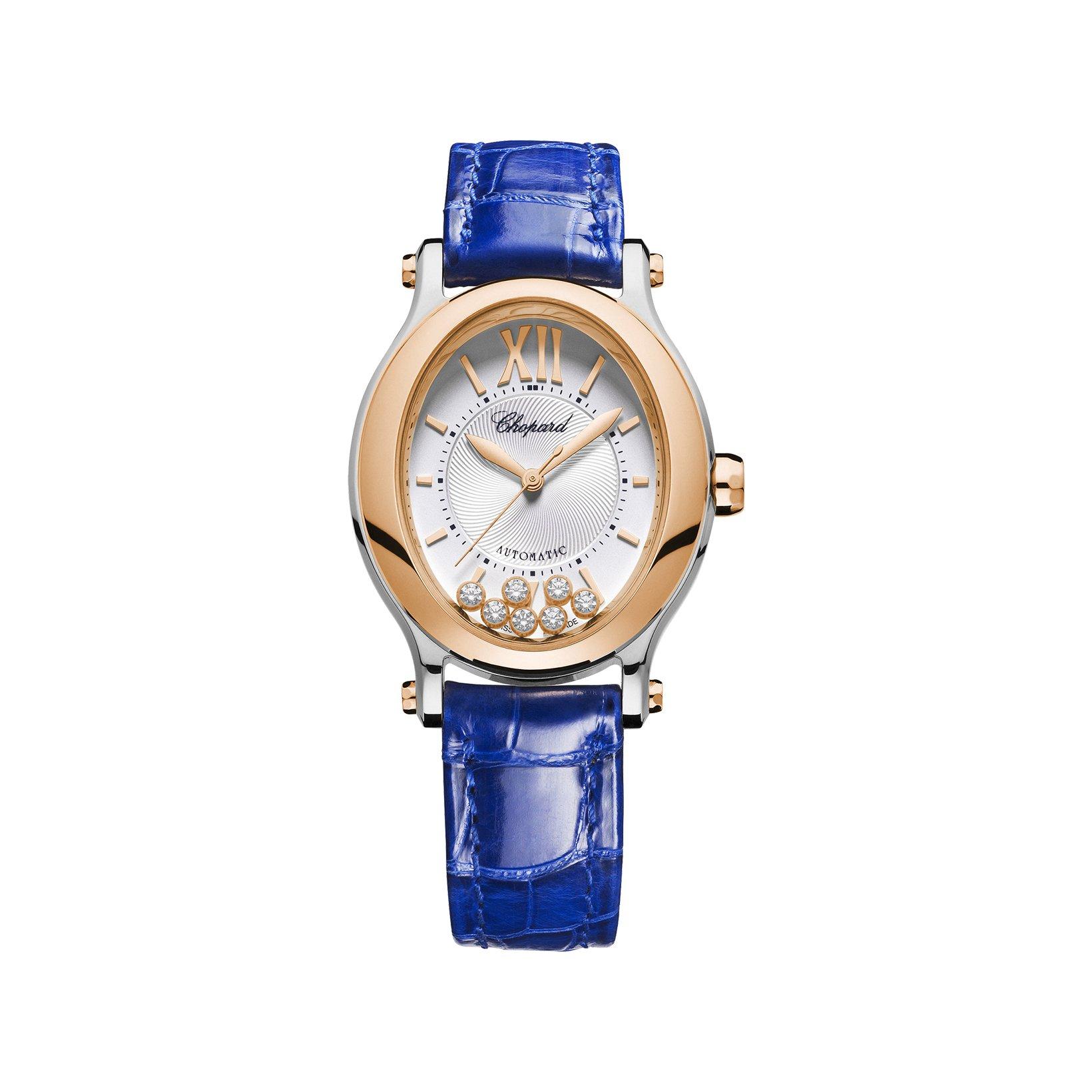 Chopard Happy Sport Automatic 31.31 mm Stainless Steel And Rose Gold Watch  Silver Dial   Alligator Leather Strap