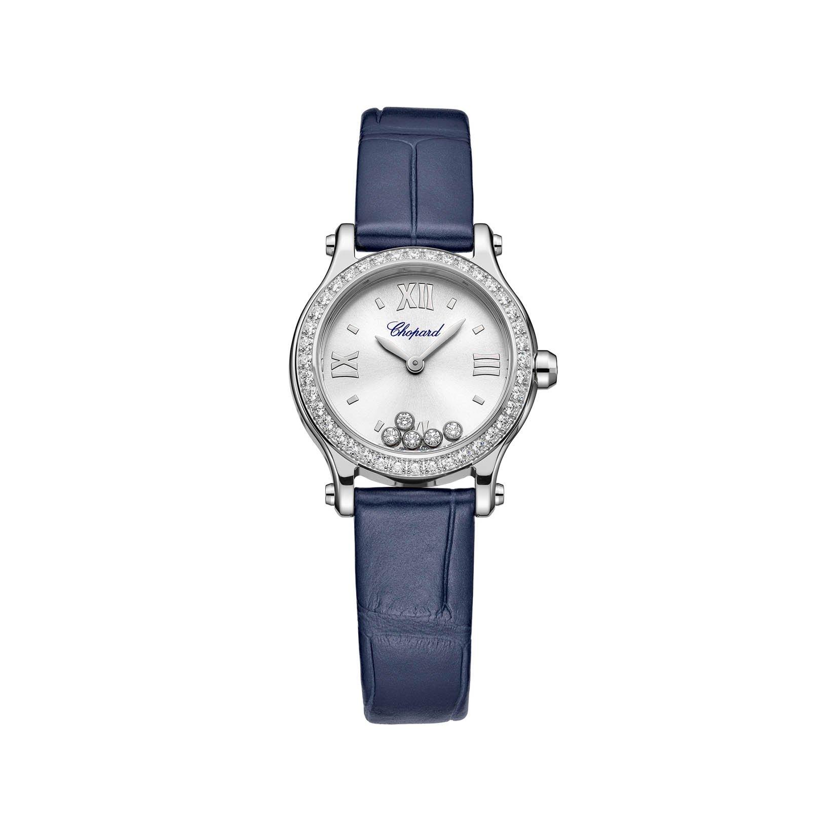 Chopard Happy Sport Quartz 25 mm Stainless Steel Watch  Silver Dial   Alligator Leather Strap