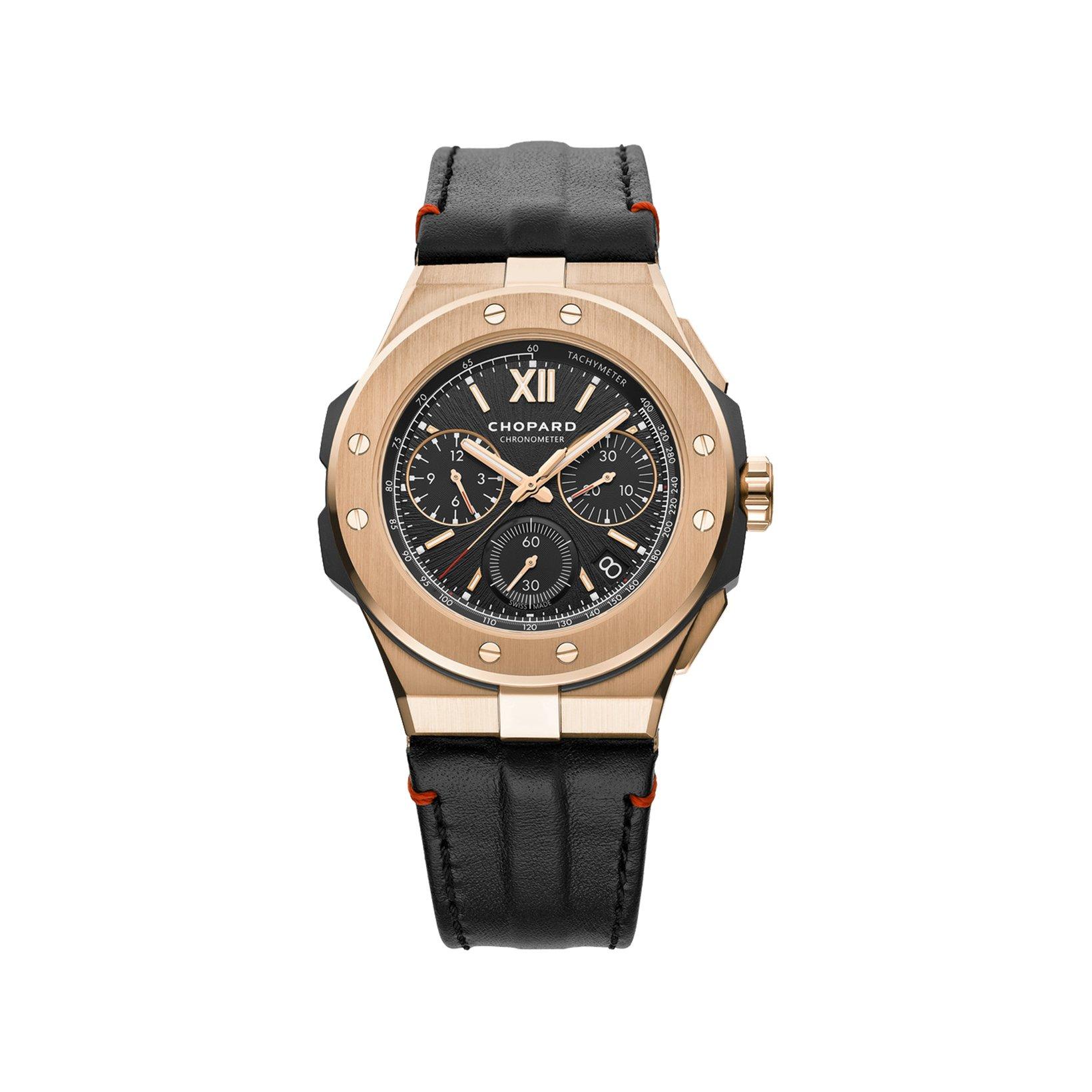 Chopard Alpine Eagle Automatic 44 mm Platinum Watch  Black Dial   Calf Skin Leather Strap