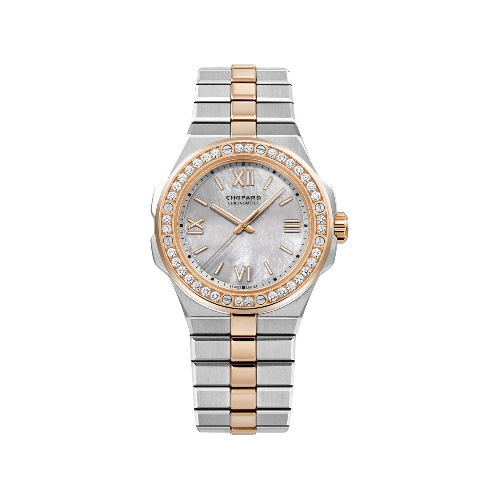 Chopard Alpine Eagle Automatic 36 mm Stainless Steel And Rose Gold Watch  White Dial  Stainless Steel And Rose Gold Bracelet Calf Skin Leather Strap