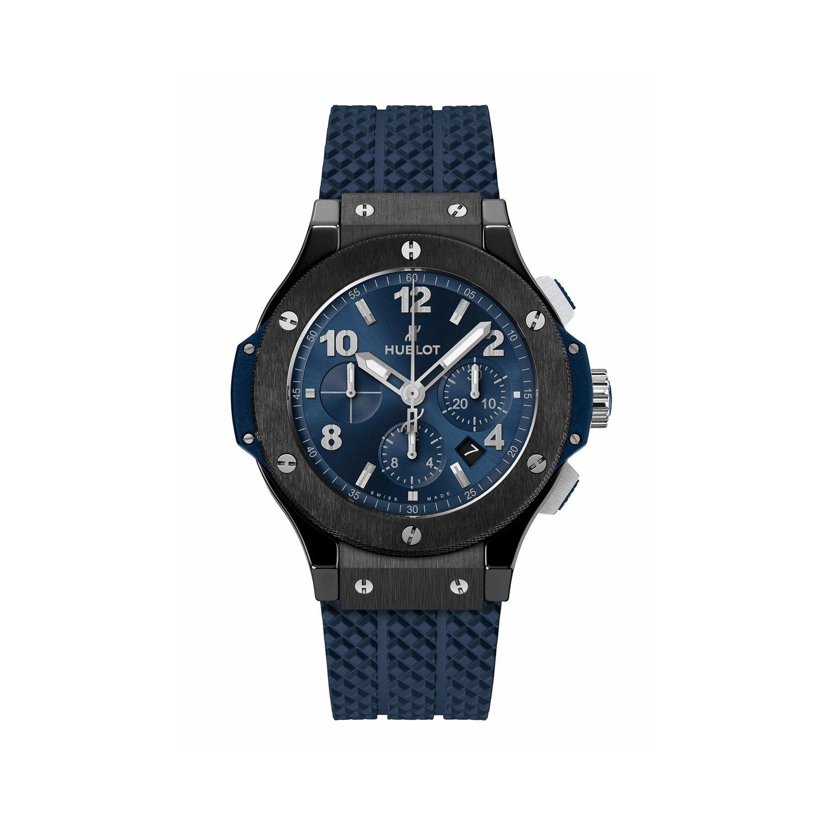 Hublot Big Bang Original Ceramic Blue Automatic 44 mm Black Ceramic Watch  Blue Dial   Rubber Strap