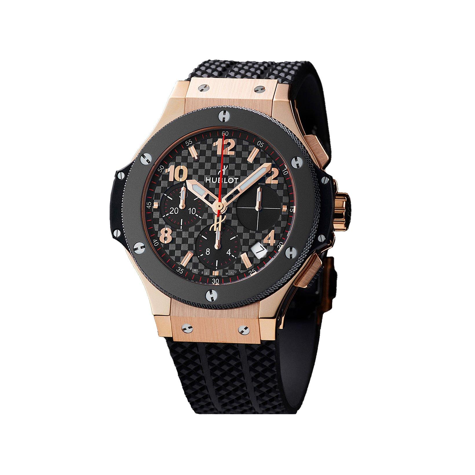 Hublot Big Bang Original Gold Ceramic Automatic 44 mm Pink Gold Watch  Black Dial   Structured Rubber Strap
