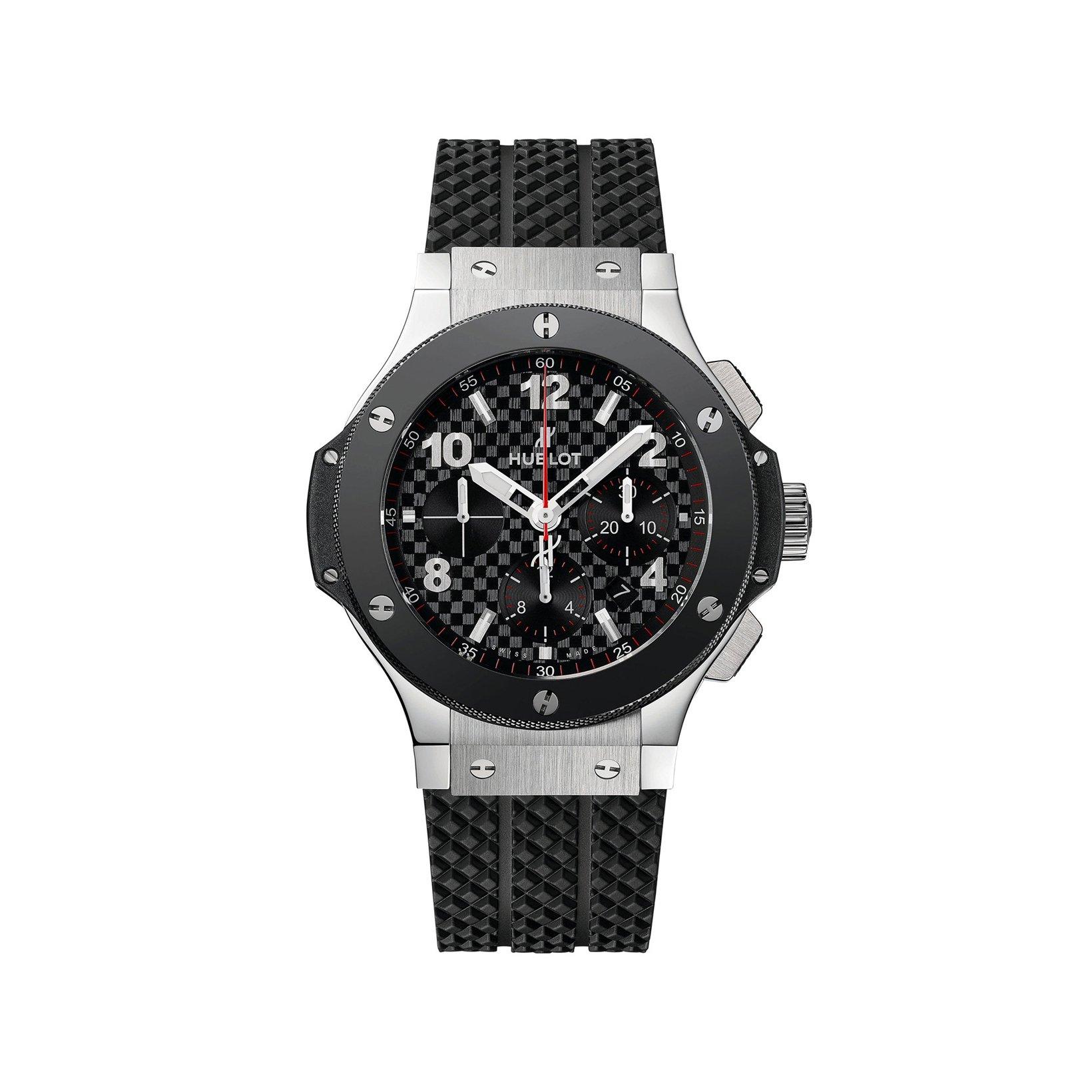 Hublot Big Bang Original Steel Ceramic Automatic 44 mm Stainless Steel Watch  Black Dial   Structured Rubber Strap