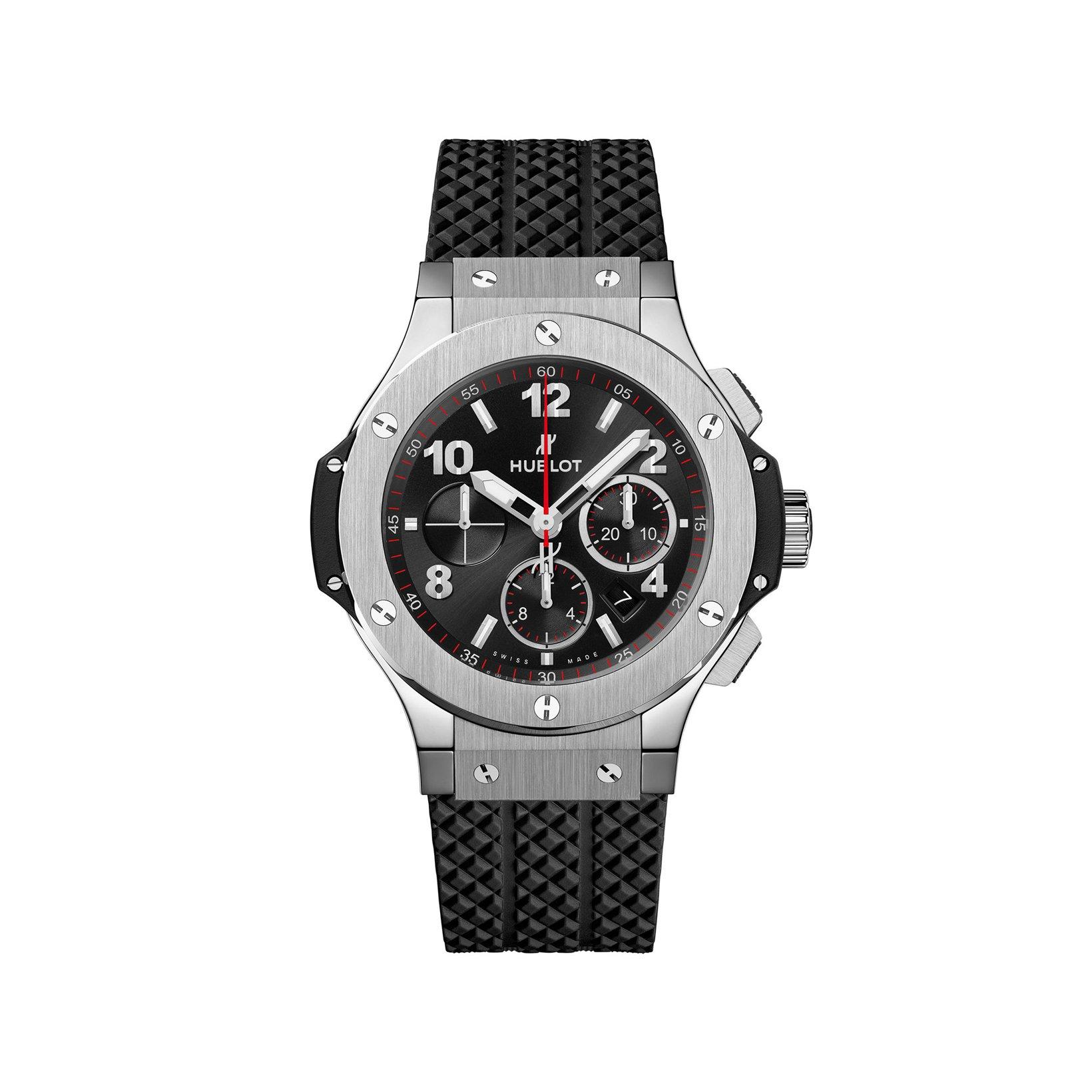 Hublot Big Bang Original Steel Automatic 44 mm Stainless Steel Watch  Black Dial   Structured Rubber Strap