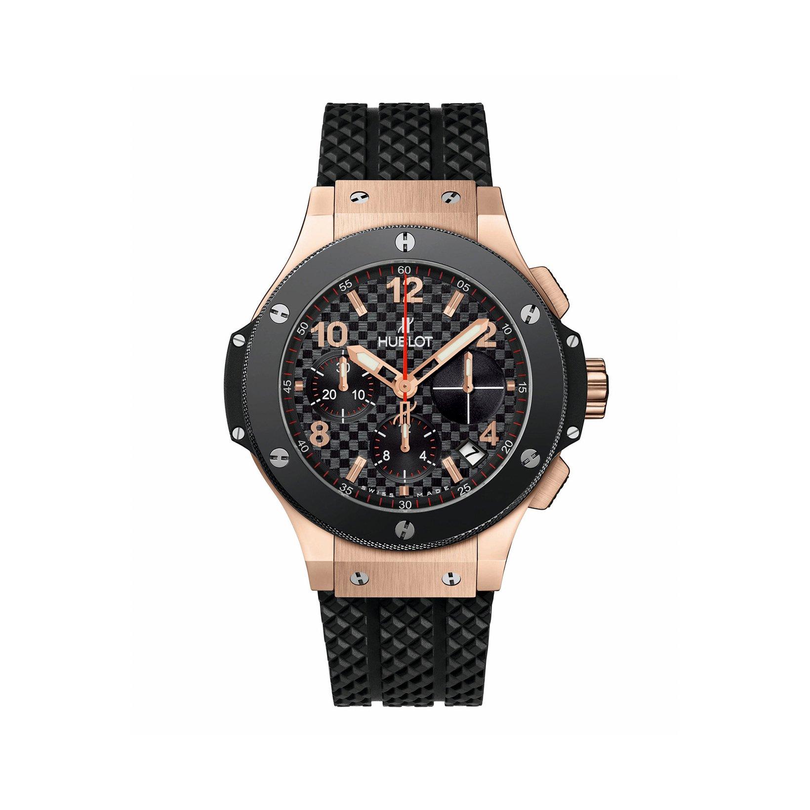 Hublot Big Bang Original Gold Ceramic Automatic 41 mm Pink Gold Watch  Black Dial   Rubber Strap