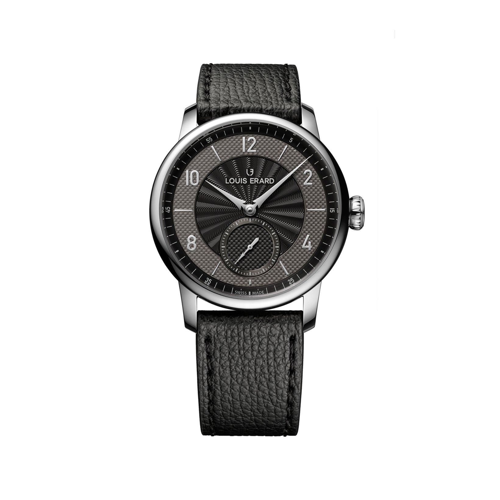Louis Erard Noirmont Metiers D'Art Petite Seconde Automatic 42 mm Stainless Steel Watch  Grey Dial   Leather Strap