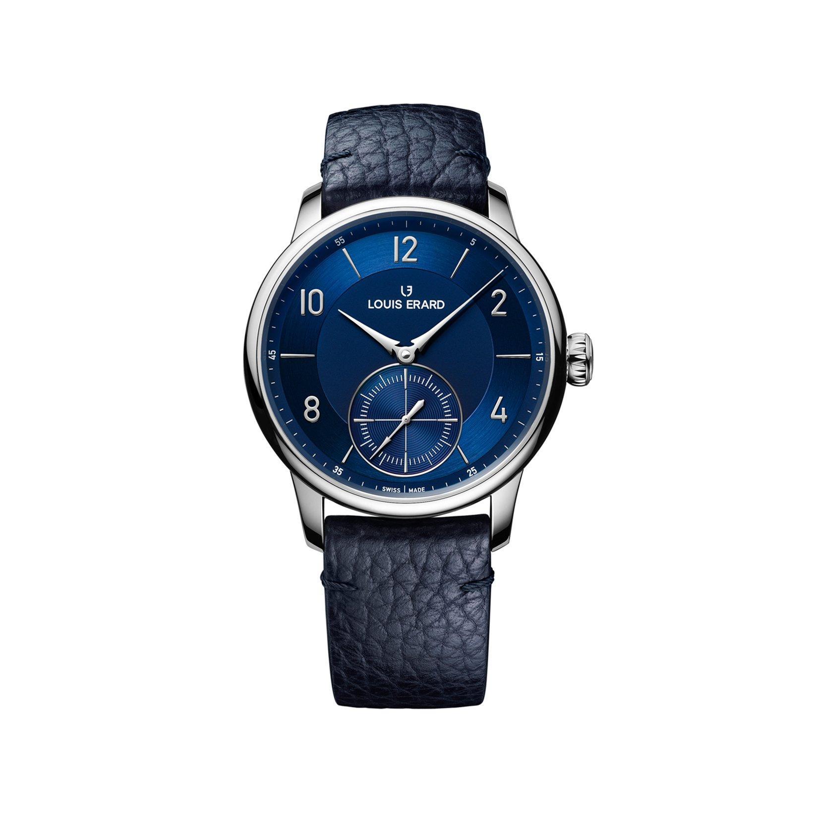 Louis Erard Noirmont Petite Seconde Automatic 39 mm Stainless Steel Watch  Blue Dial   Leather Strap