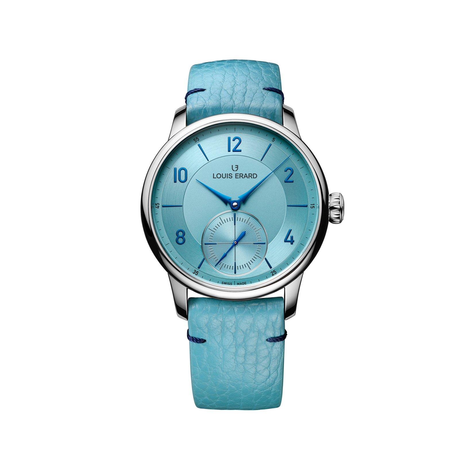 Louis Erard Noirmont Petite Seconde Automatic 39 mm Stainless Steel Watch  Blue Dial   Leather Strap