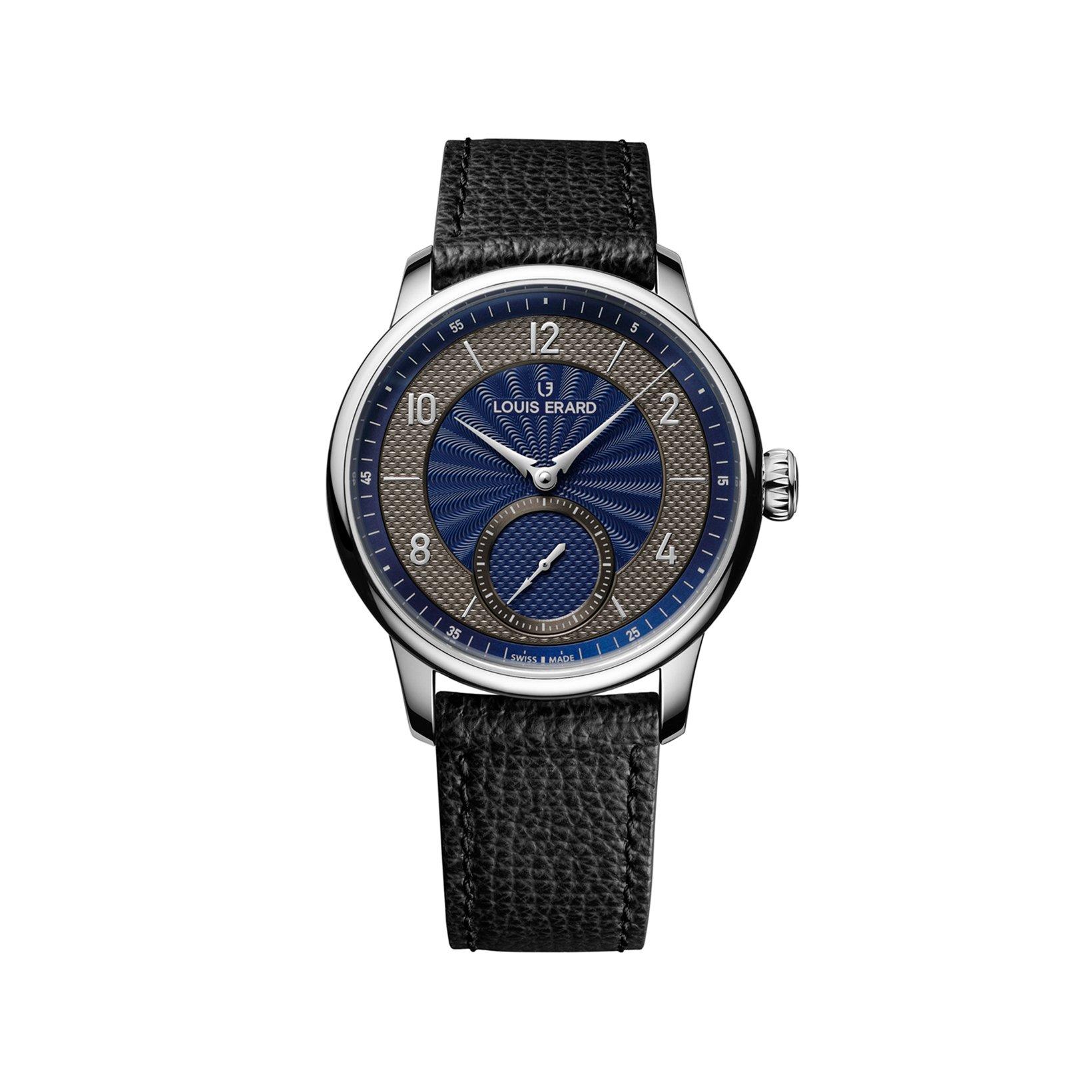 Louis Erard Noirmont Metiers D'Art Petite Seconde Automatic 39 mm Stainless Steel Watch  Blue Dial   Leather Strap