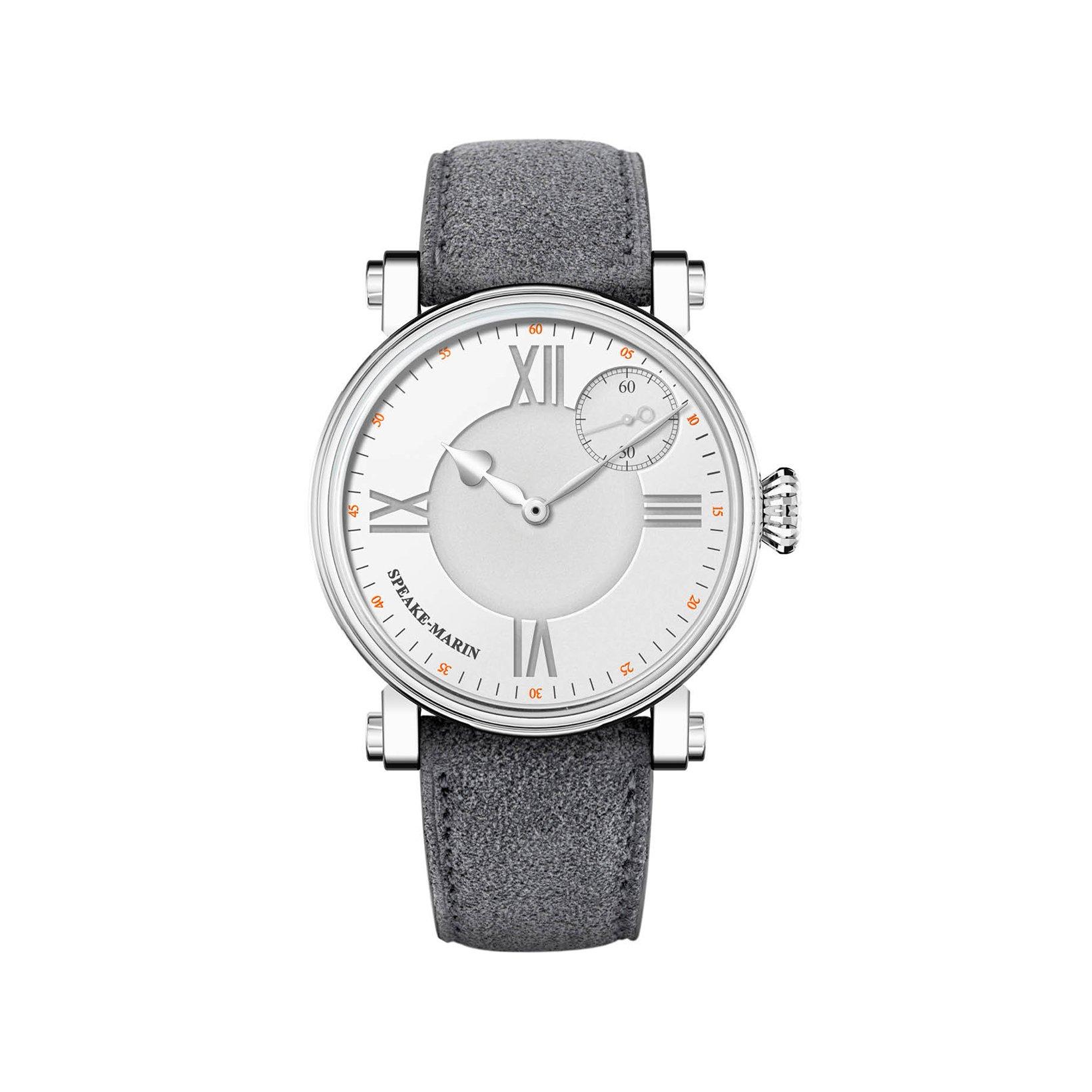 Speake Marin Academic Silvery White Automatic 38 mm Titanium Watch  White Dial   Leather Strap