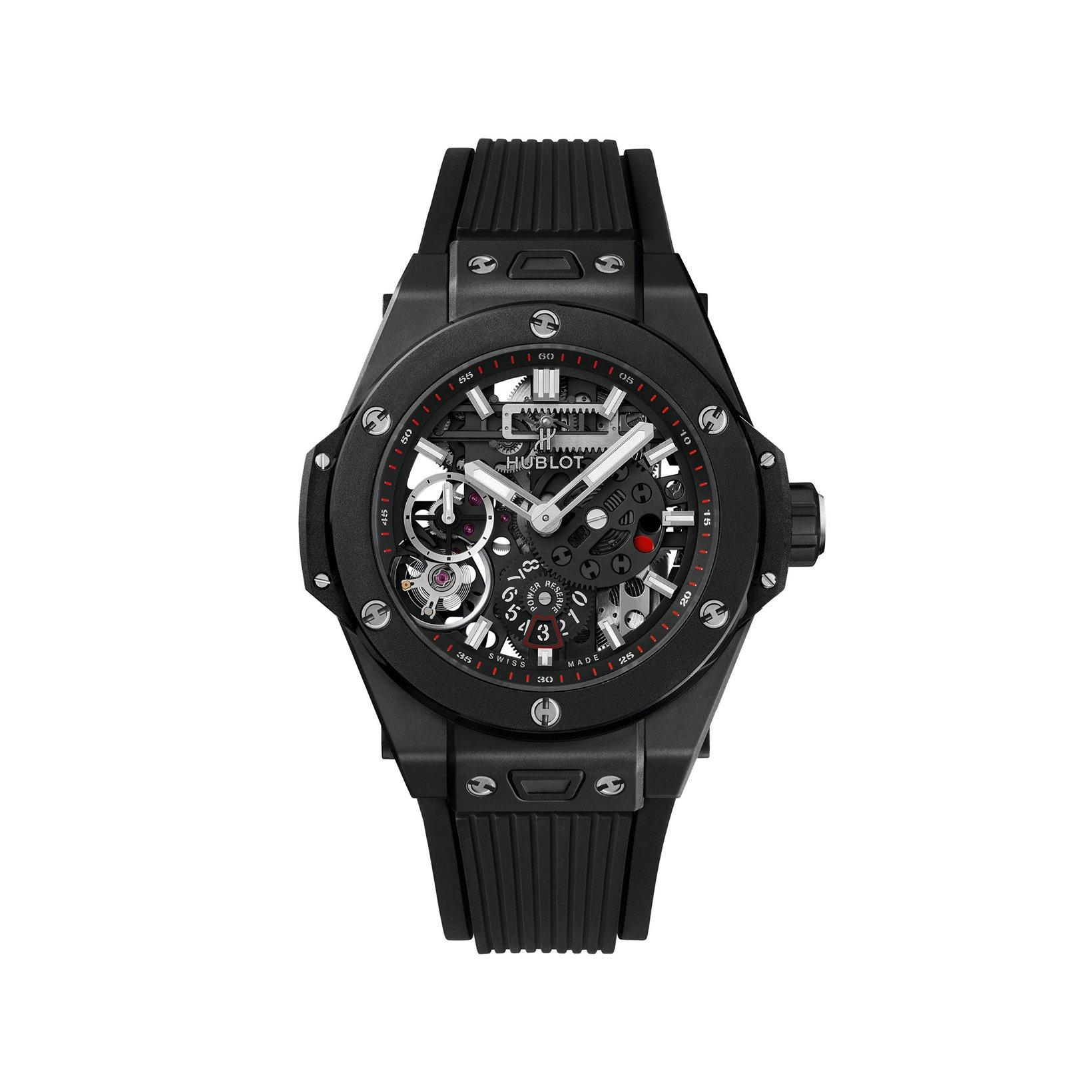 Hublot Big Bang Meca-10 Black Magic Manual Winding 45 mm Ceramic Watch  Matte Black Dial   Rubber Strap