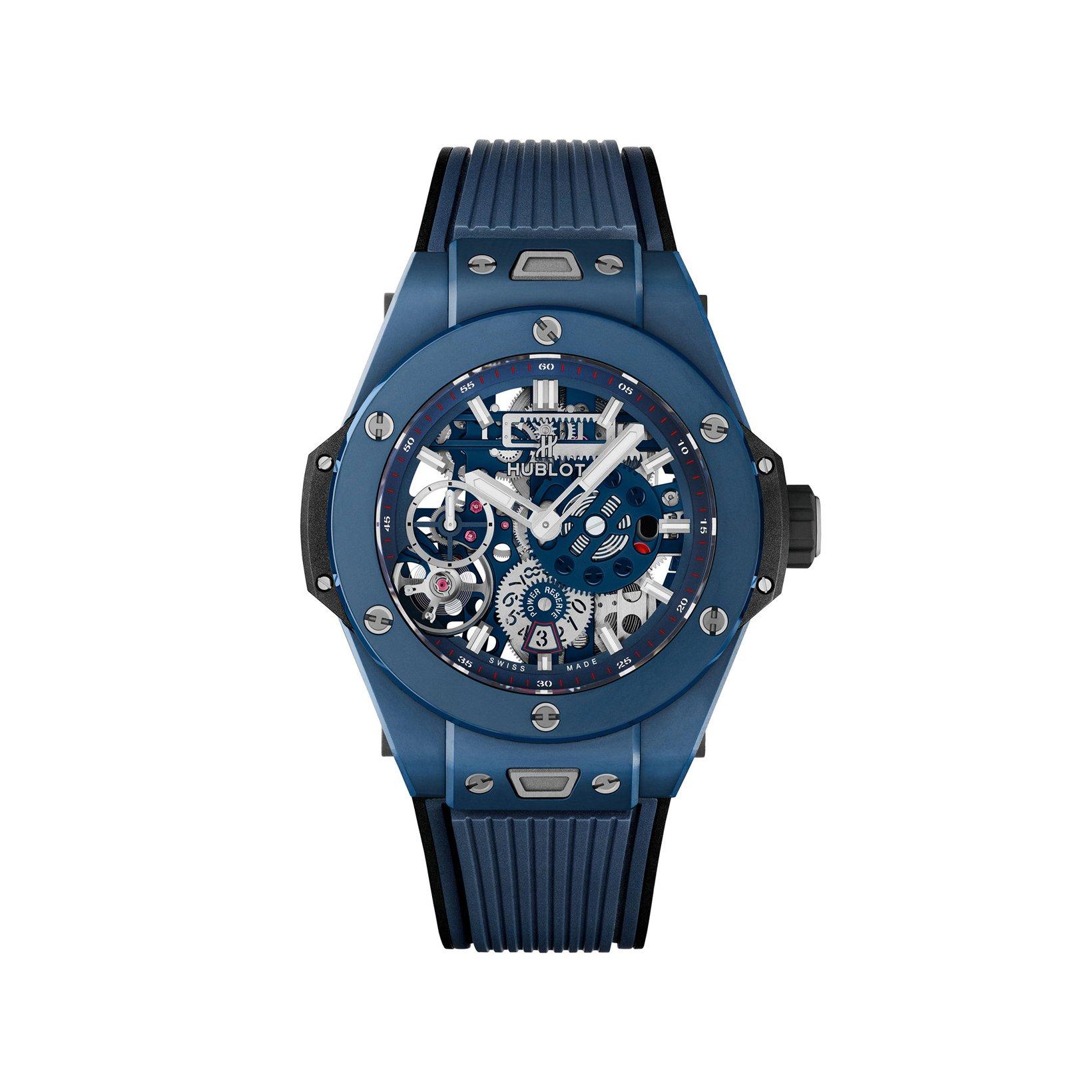 Hublot Big Bang Meca-10 Ceramic Blue Manual Winding 45 mm Ceramic Watch  Blue Dial   Rubber Strap