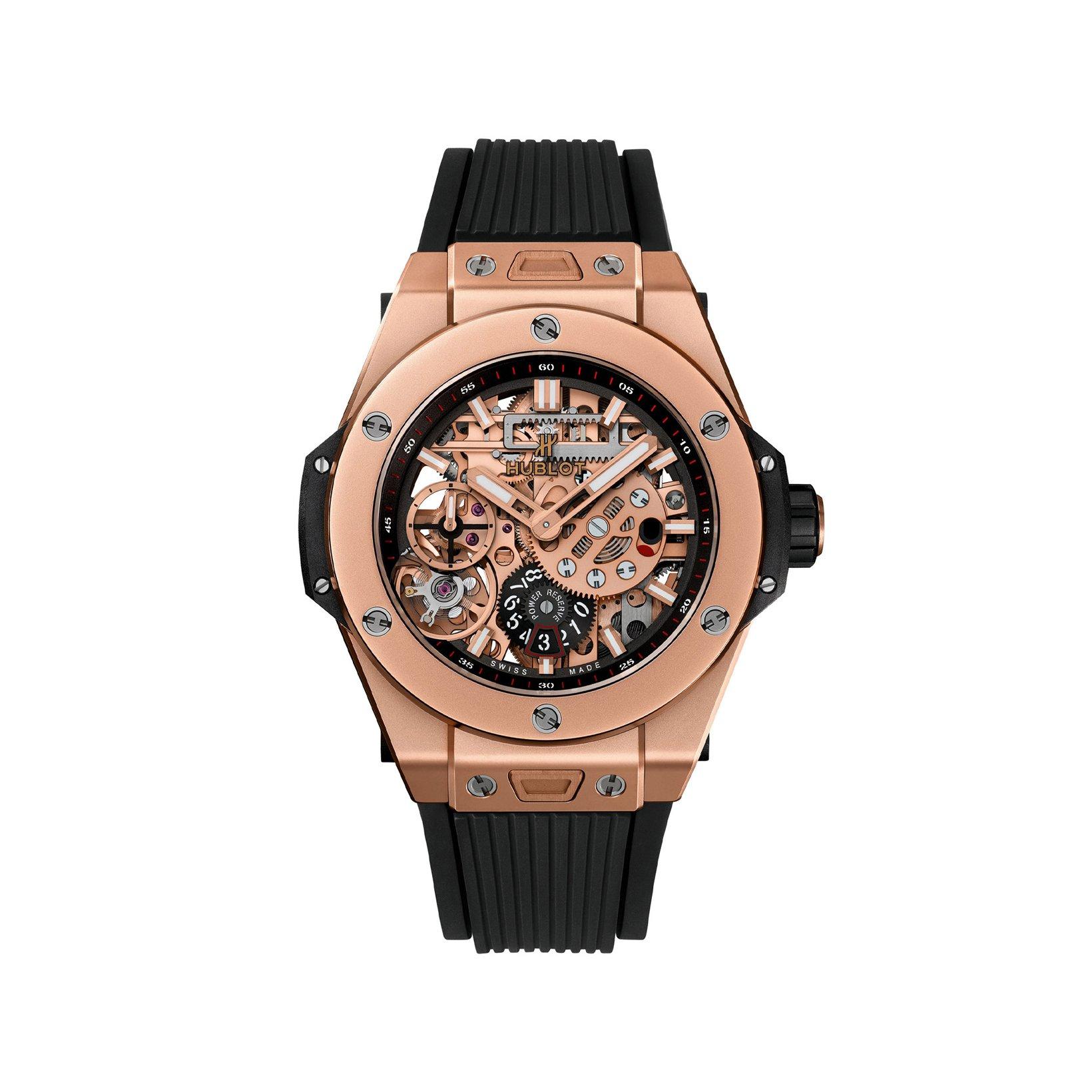 Hublot Big Bang Meca-10 King Gold Manual Winding 45 mm King Gold Watch  Matte Black Dial   Rubber Strap