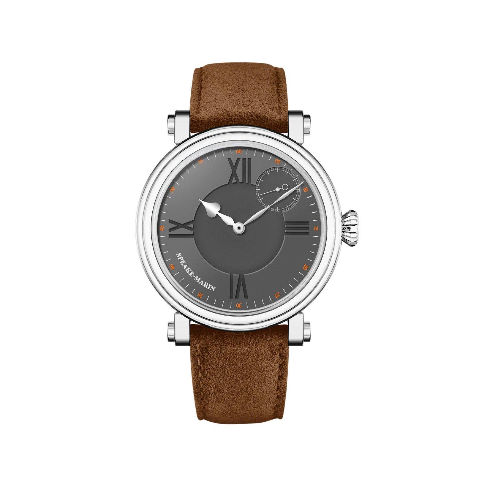 Speake Marin Academic Slate Grey Automatic 42 mm Titanium Watch  Grey Dial   Leather Strap