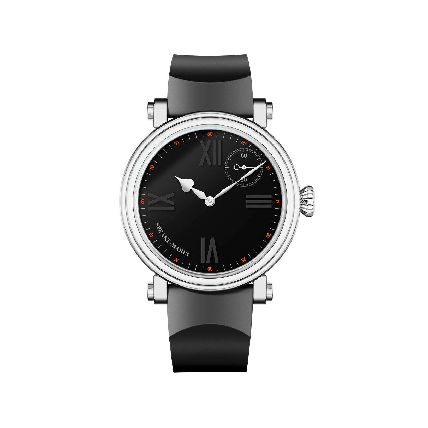Speake Marin Academic Black Tie Automatic 42 mm Titanium Watch  Black Dial   Leather Strap