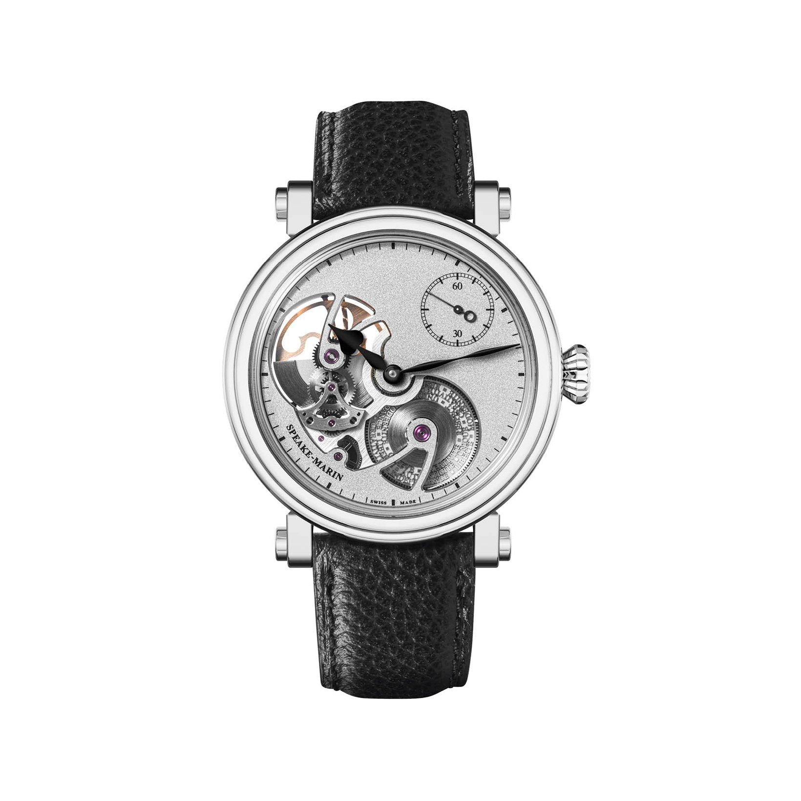 Speake Marin Open Worked Automatic 42 mm Titanium Watch  Grey Dial   Leather Strap