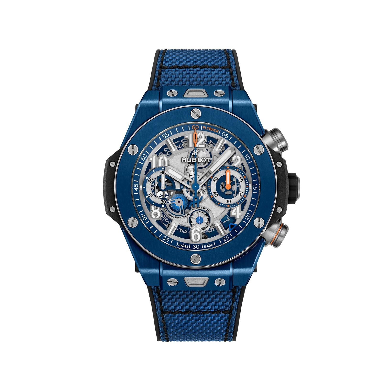 Hublot Big Bang Reloaded Blue Ceramic Automatic 44 mm Ceramic Watch  Grey Dial   Fabric Strap