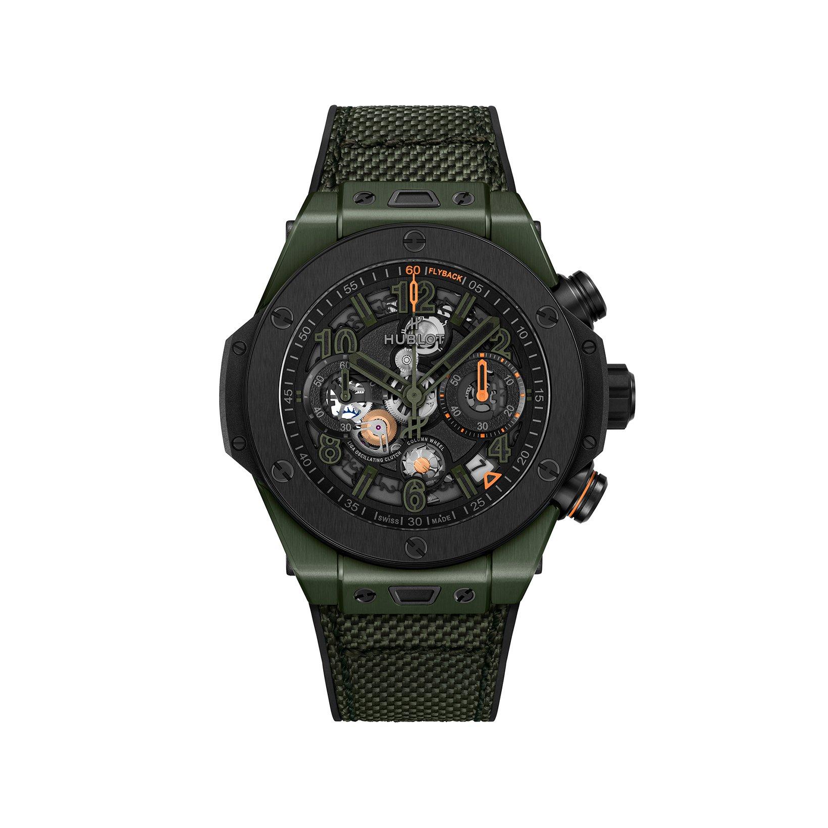 Hublot Big Bang Reloaded Dark Green Ceramic Automatic 44 mm Ceramic Watch  Black Dial   Fabric Strap