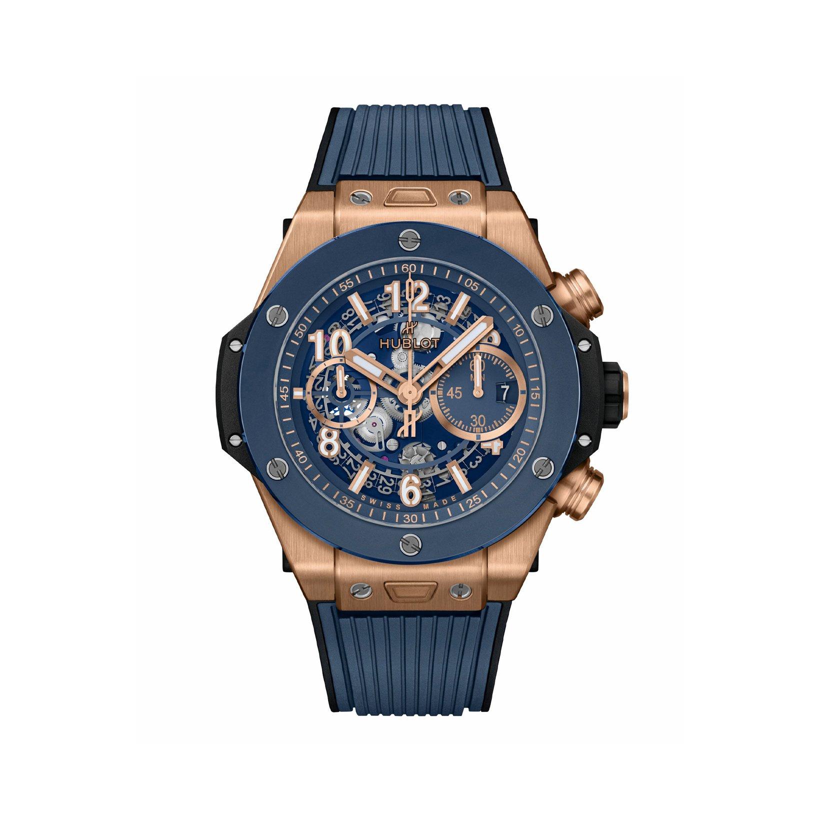 Hublot Big Bang Unico King Gold Blue Ceramic Automatic 44 mm King Gold Watch  Blue Dial   Rubber Strap