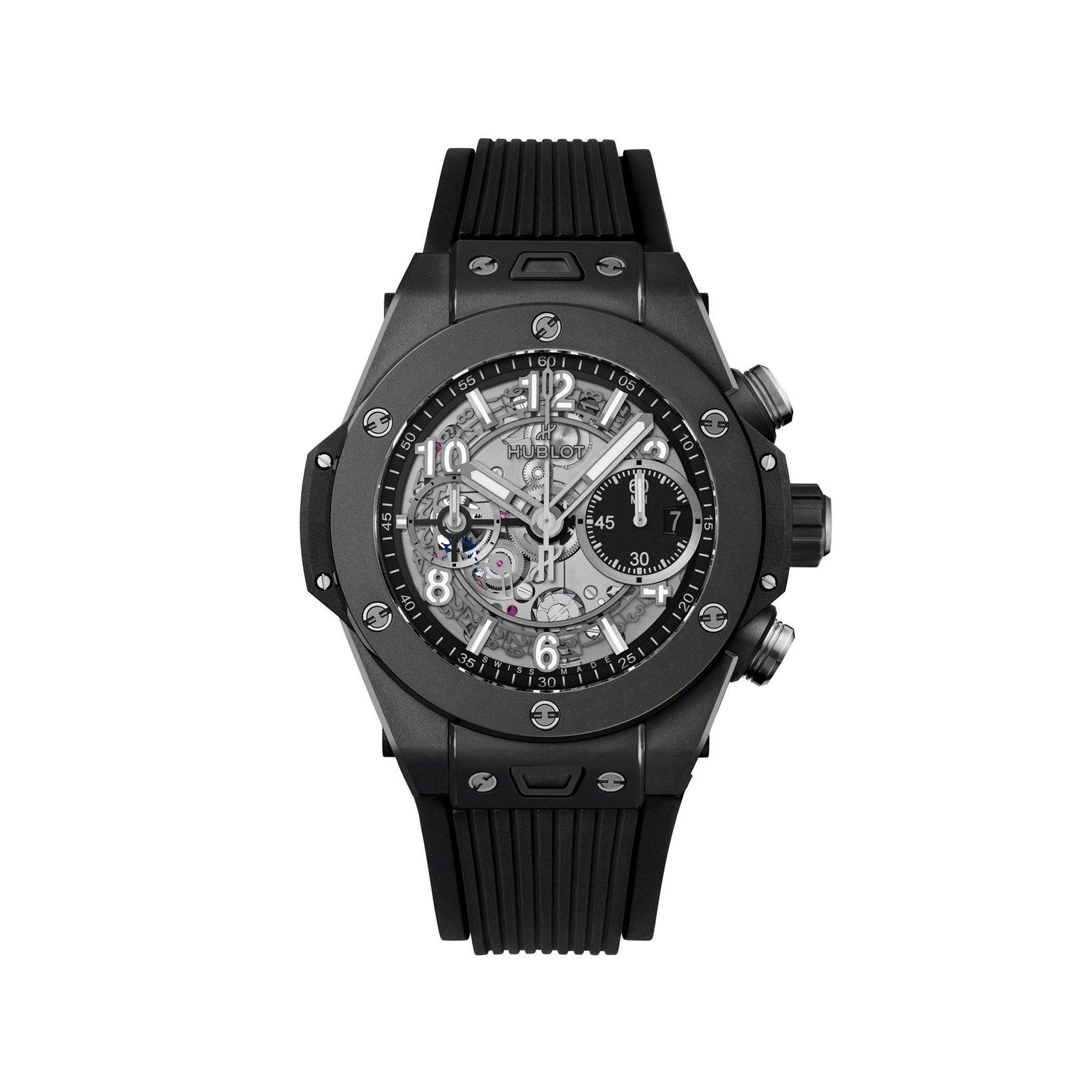 Hublot Big Bang Unico Black Magic Automatic 42 mm Black Ceramic Watch  Black Dial   Rubber Strap