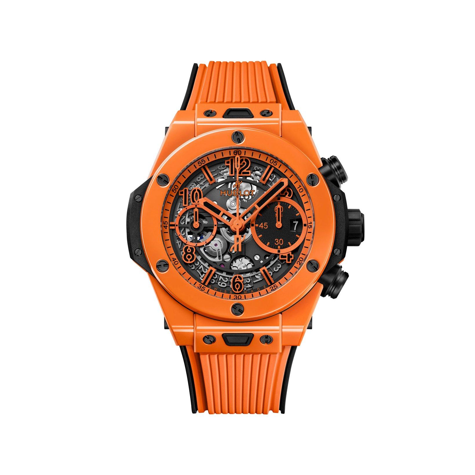 Hublot Big Bang Unico Orange Ceramic Automatic  mm Ceramic Watch  Orange Dial   Rubber Strap