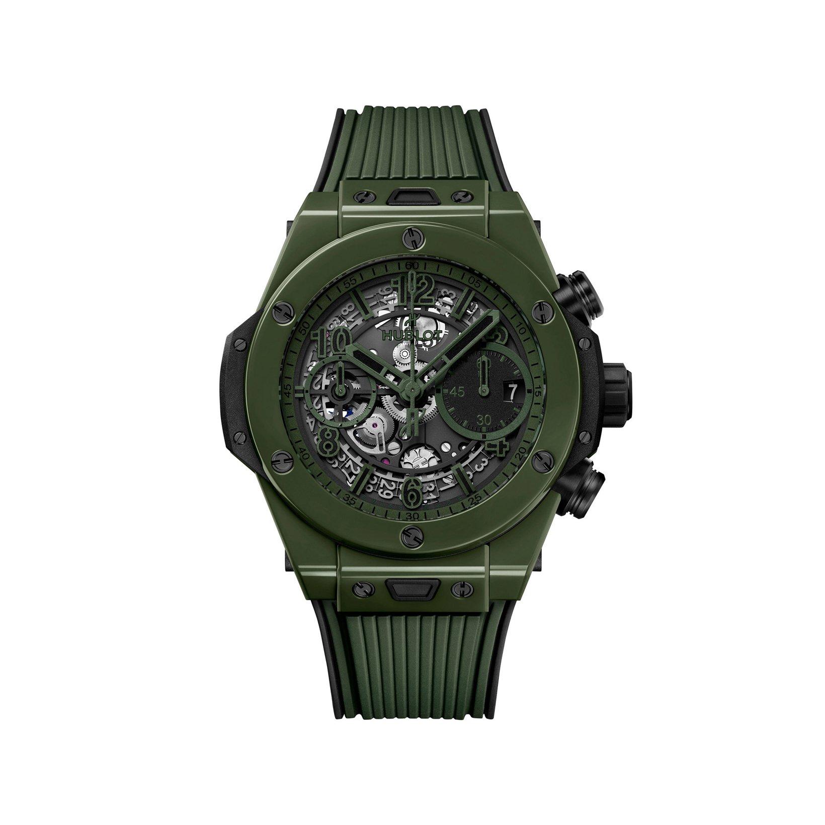 Hublot Big Bang Unico Dark Green Ceramic Automatic  mm Ceramic Watch  Green Dial   Rubber Strap