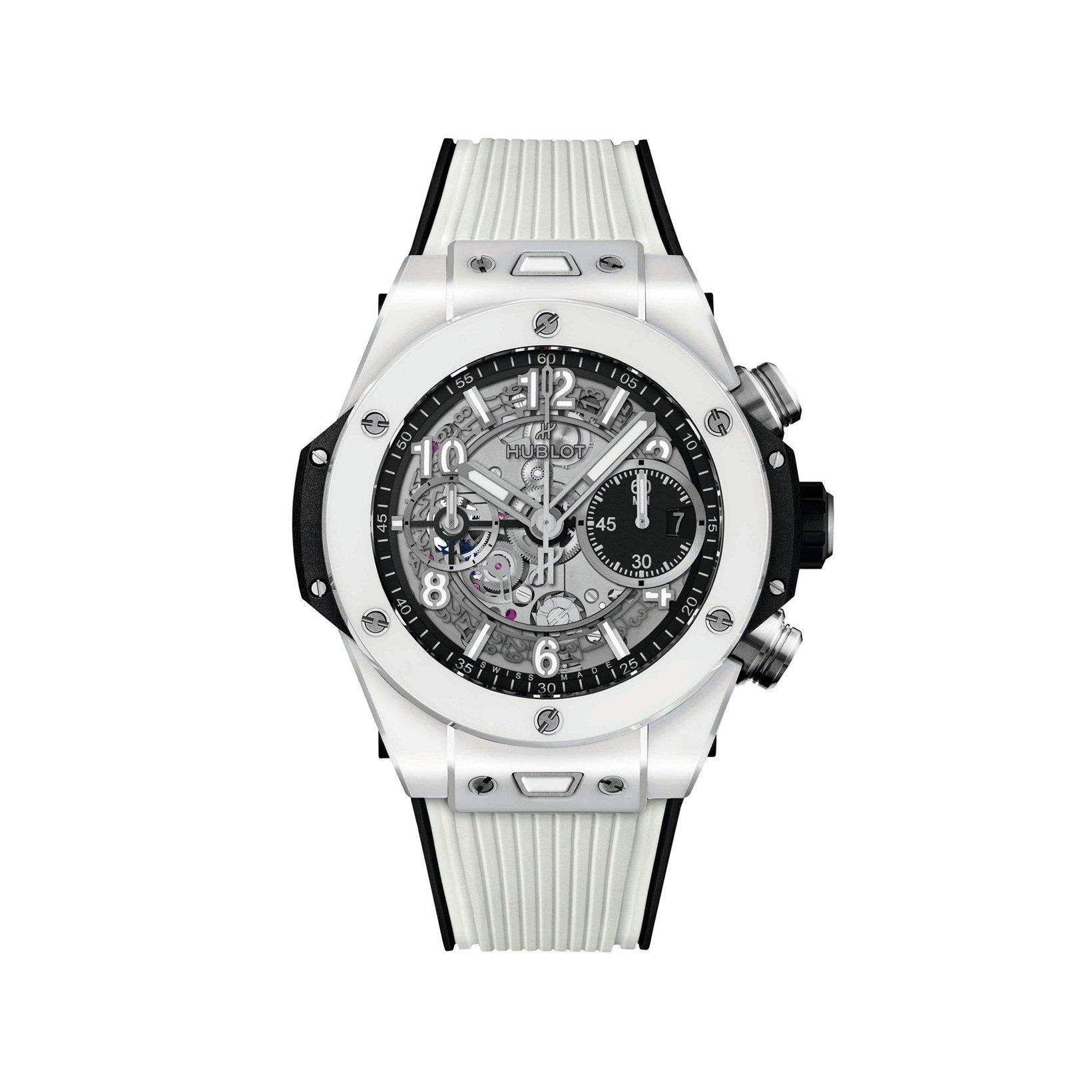 Hublot Big Bang Unico White Ceramic Automatic 42 mm White Ceramic Watch  White Dial   Rubber Strap