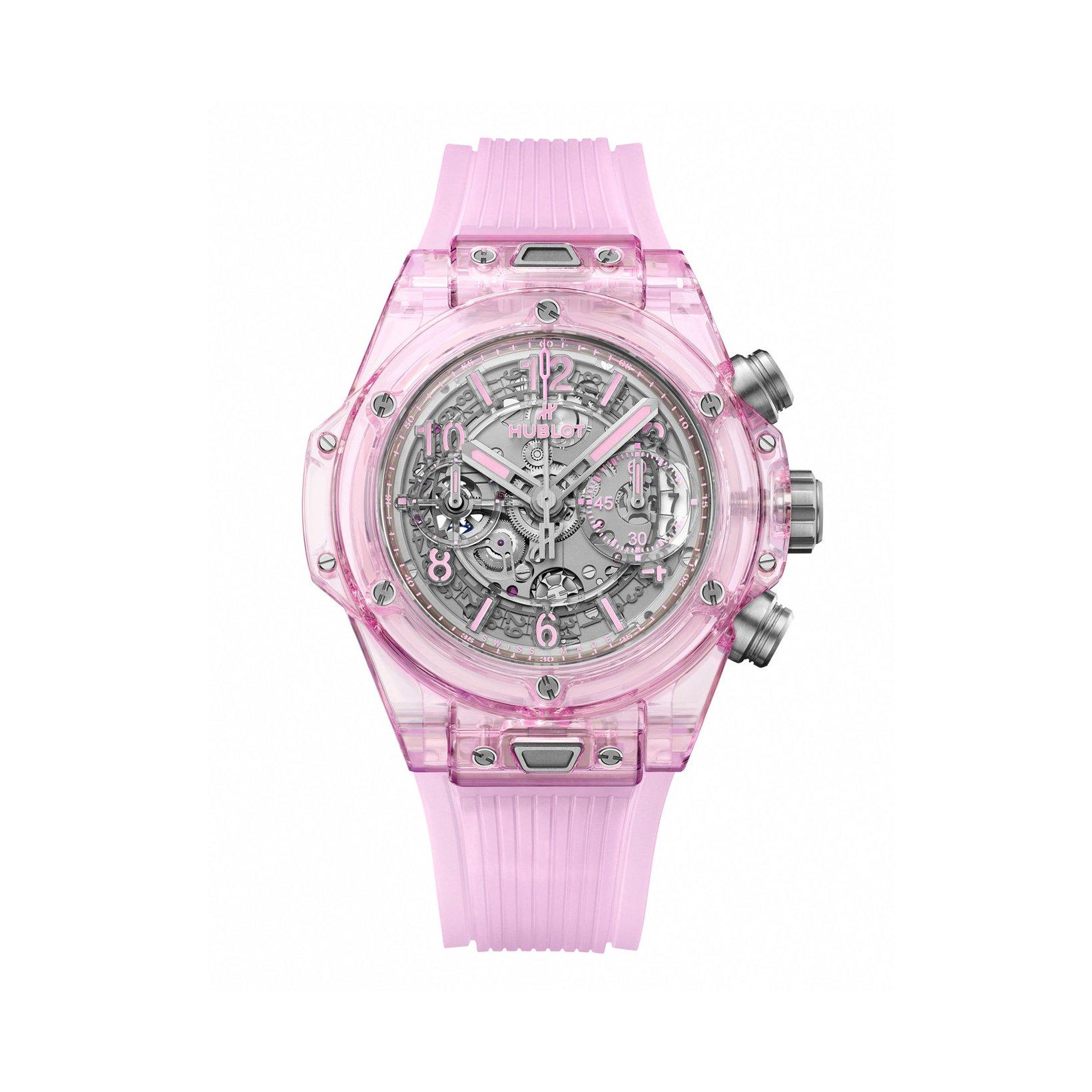 Hublot Big Bang Unico Pink Sapphire Automatic  mm Sapphire Watch  Transparent Dial   Rubber Strap