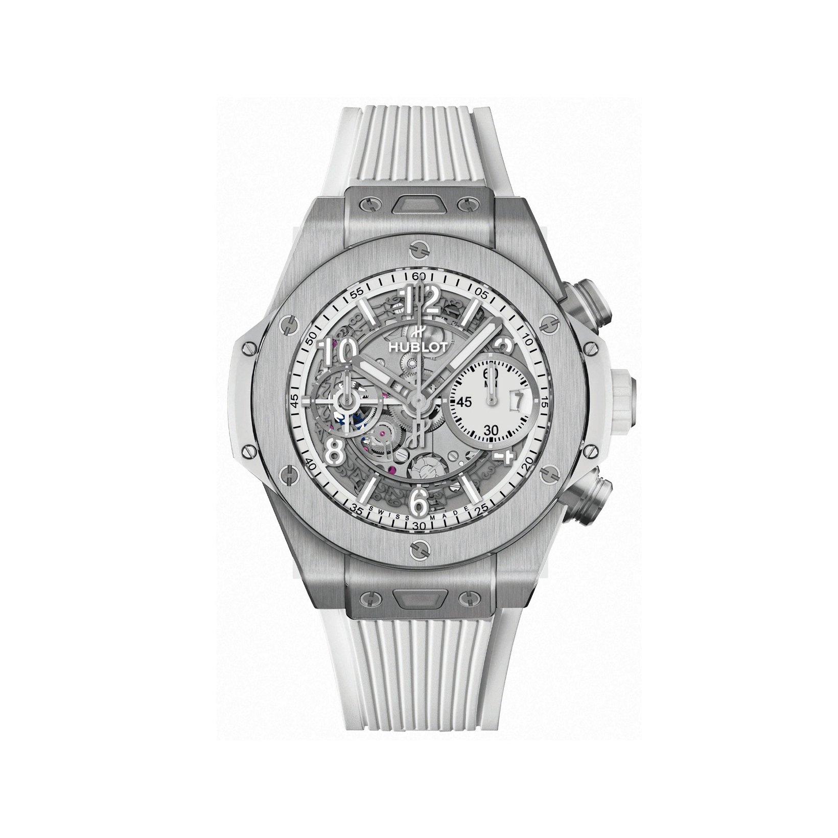 Hublot Big Bang Unico Titanium White Automatic 42 mm Titanium Watch  White Dial   Rubber Strap