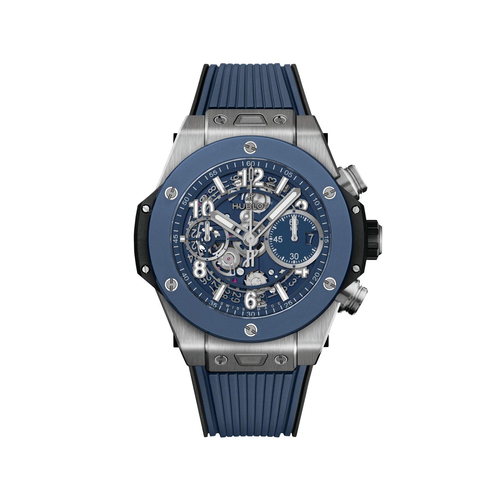Hublot Big Bang Unico Titanium Blue Ceramic Automatic 42 mm Titanium Watch  Blue Dial   Rubber Strap