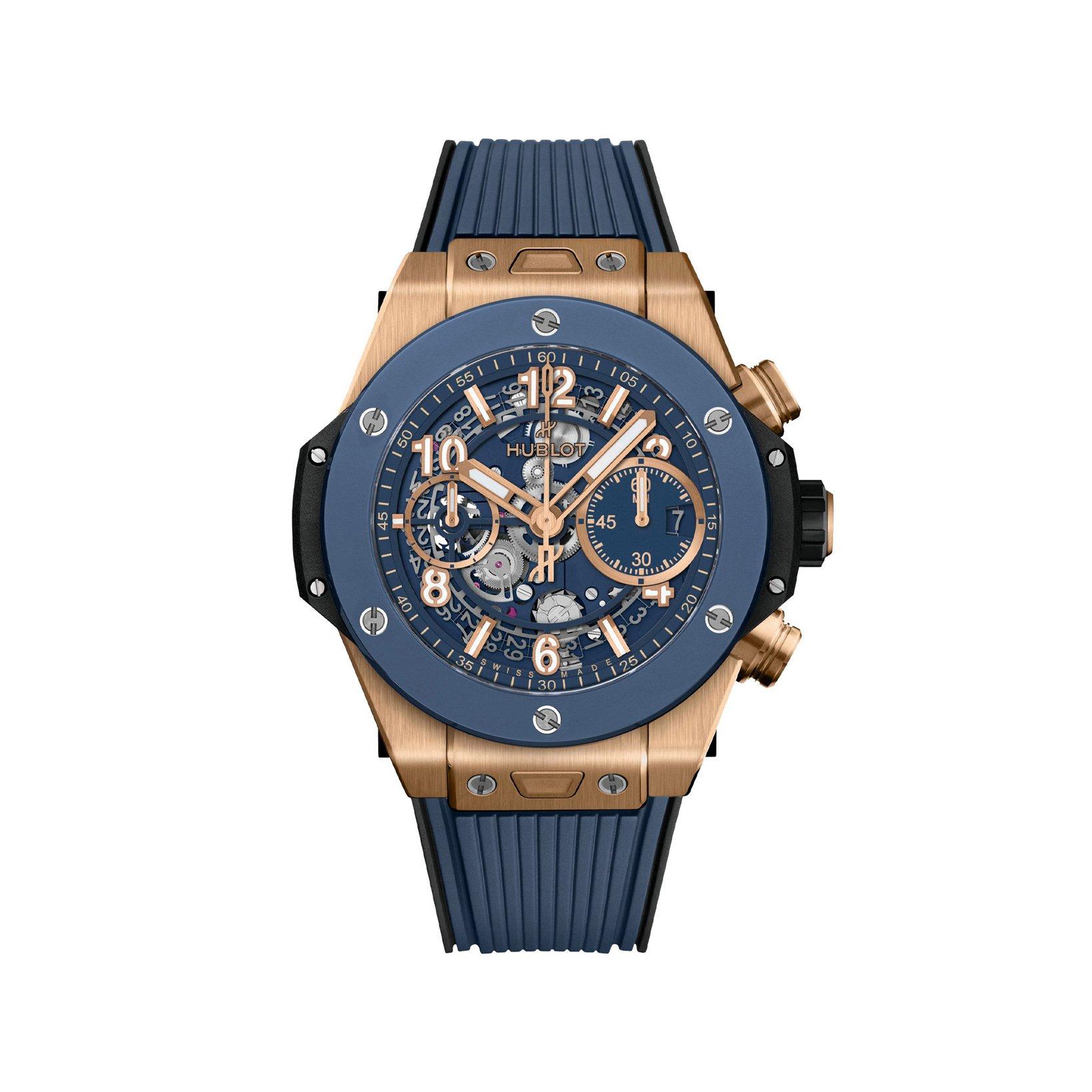 Hublot Big Bang Unico King Gold Blue Ceramic Automatic 42 mm King Gold Watch  Blue Dial   Rubber Strap