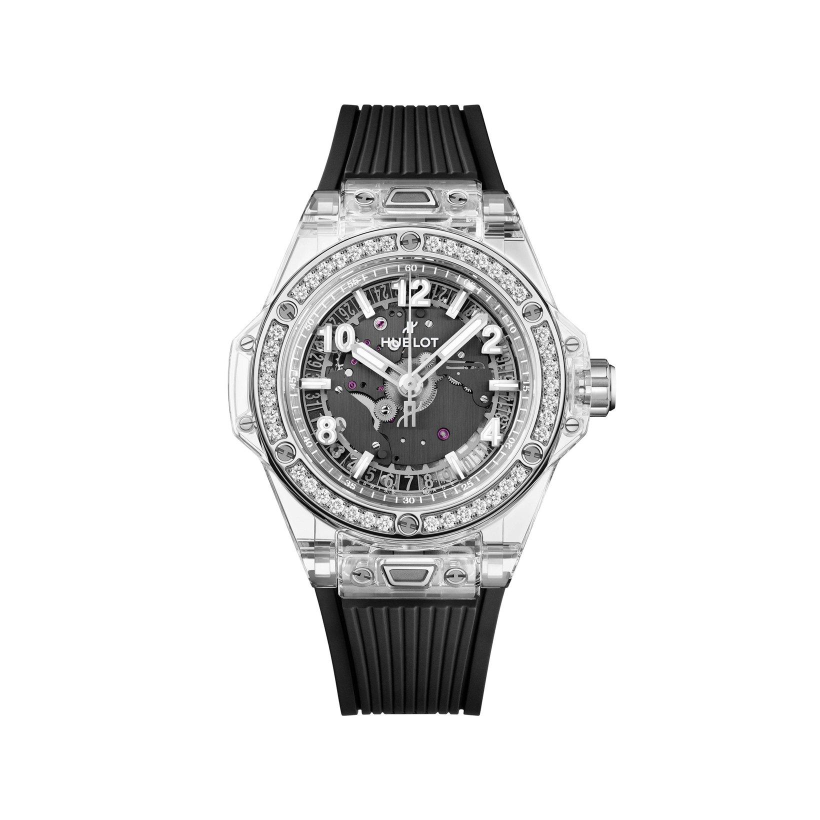 Hublot Big Bang One Click Sapphire Diamonds Automatic  mm Sapphire Watch  Black Dial   Rubber Strap