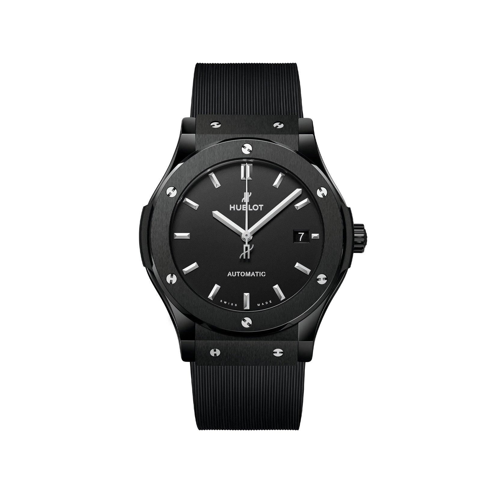 Hublot Classic Fusion Black Magic Automatic 45 mm Ceramic Watch  Black Dial   Rubber Strap