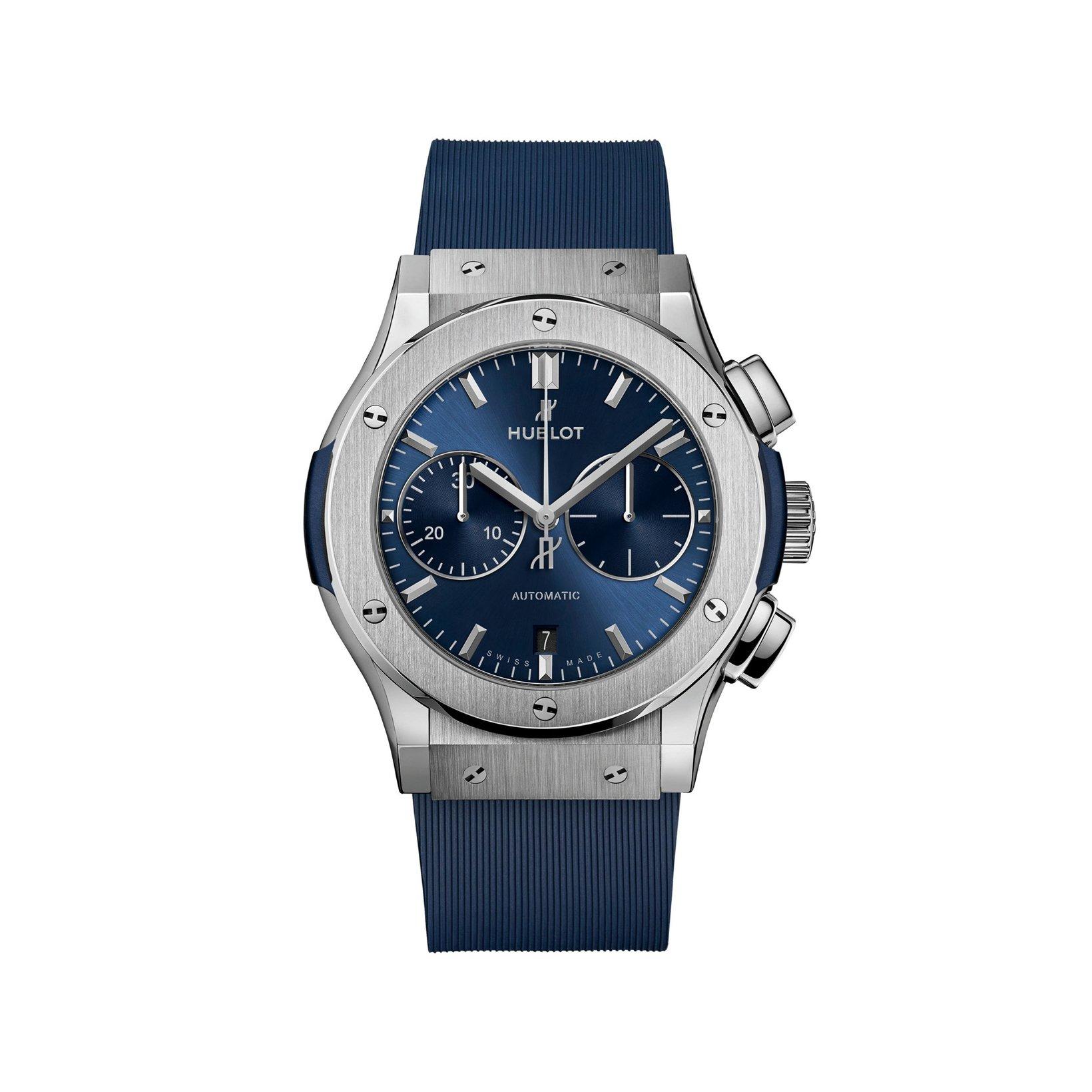 Hublot Classic Fusion Chronograph Titanium Blue Automatic  mm Titanium Watch  Blue Dial   Rubber Strap