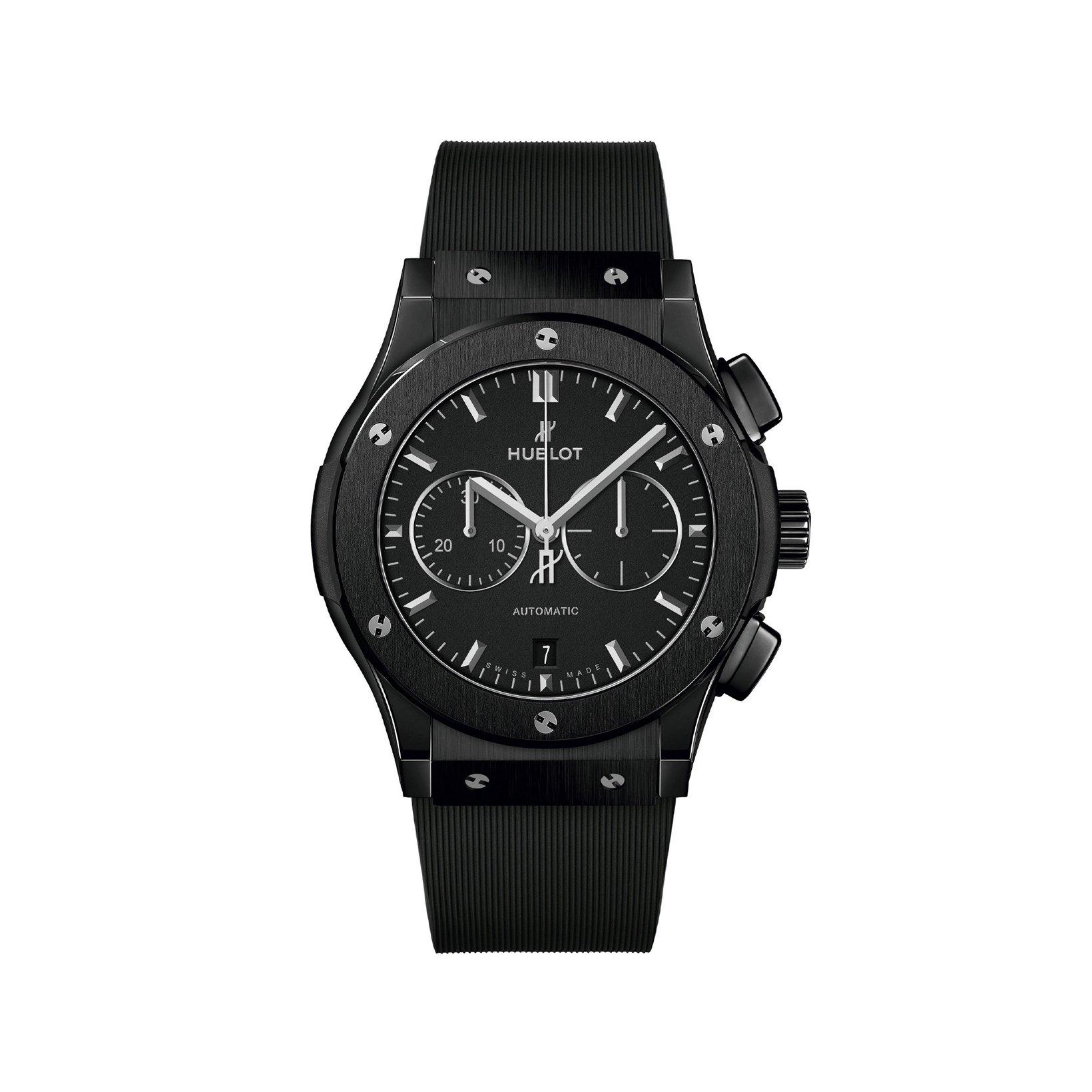 Hublot Classic Fusion Chronograph Black Magic Automatic 42 mm Ceramic Watch  Black Dial   Rubber Strap