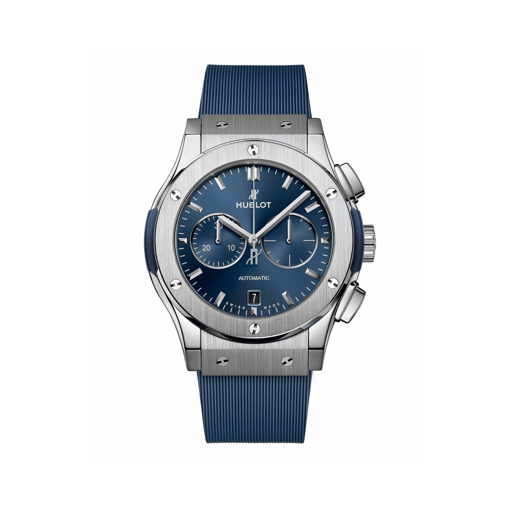 Hublot Classic Fusion Chronograph Titanium Blue Automatic  mm Titanium Watch  Blue Dial   Rubber Strap