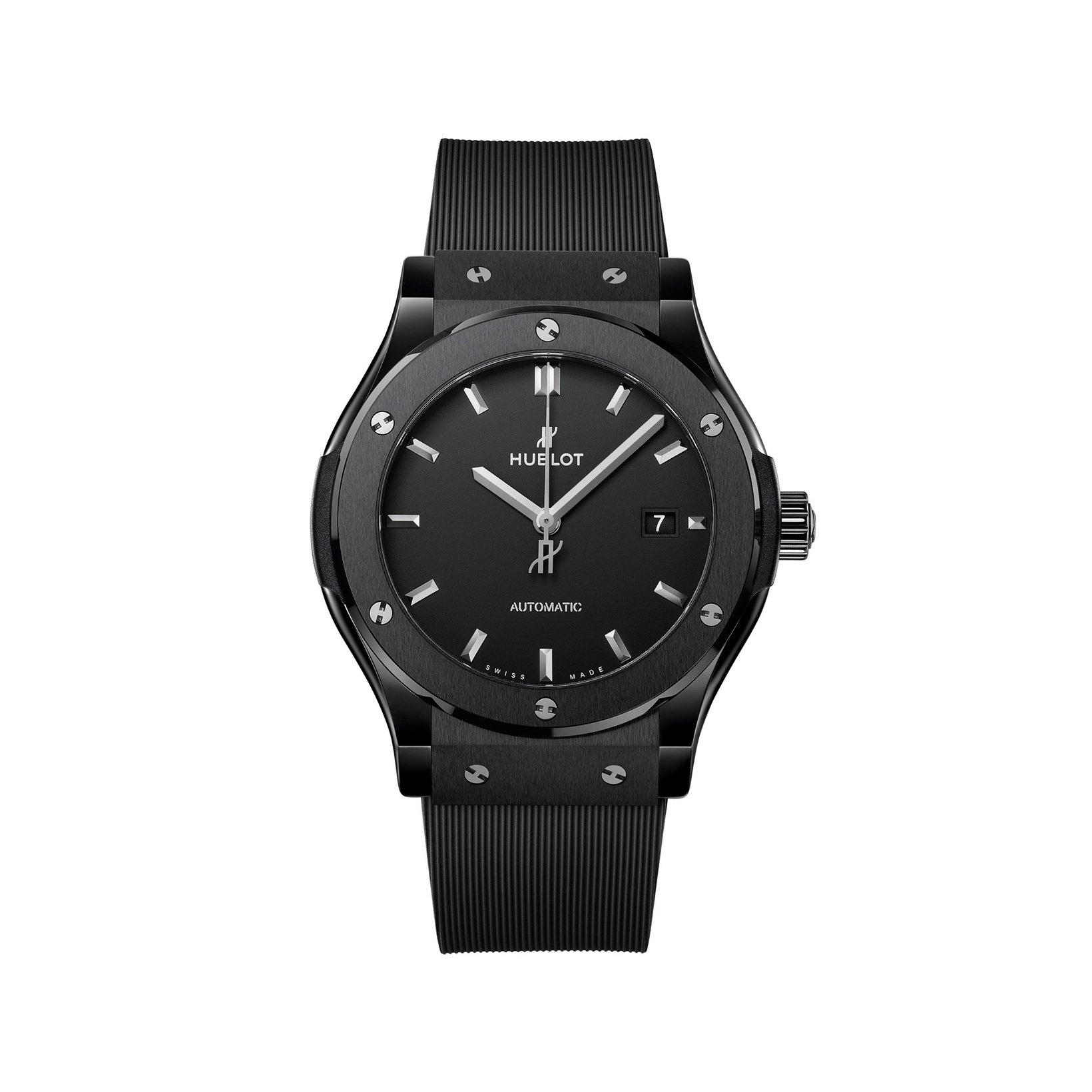 Hublot Classic Fusion Black Magic Automatic 42 mm Ceramic Watch  Black Dial   Rubber Strap