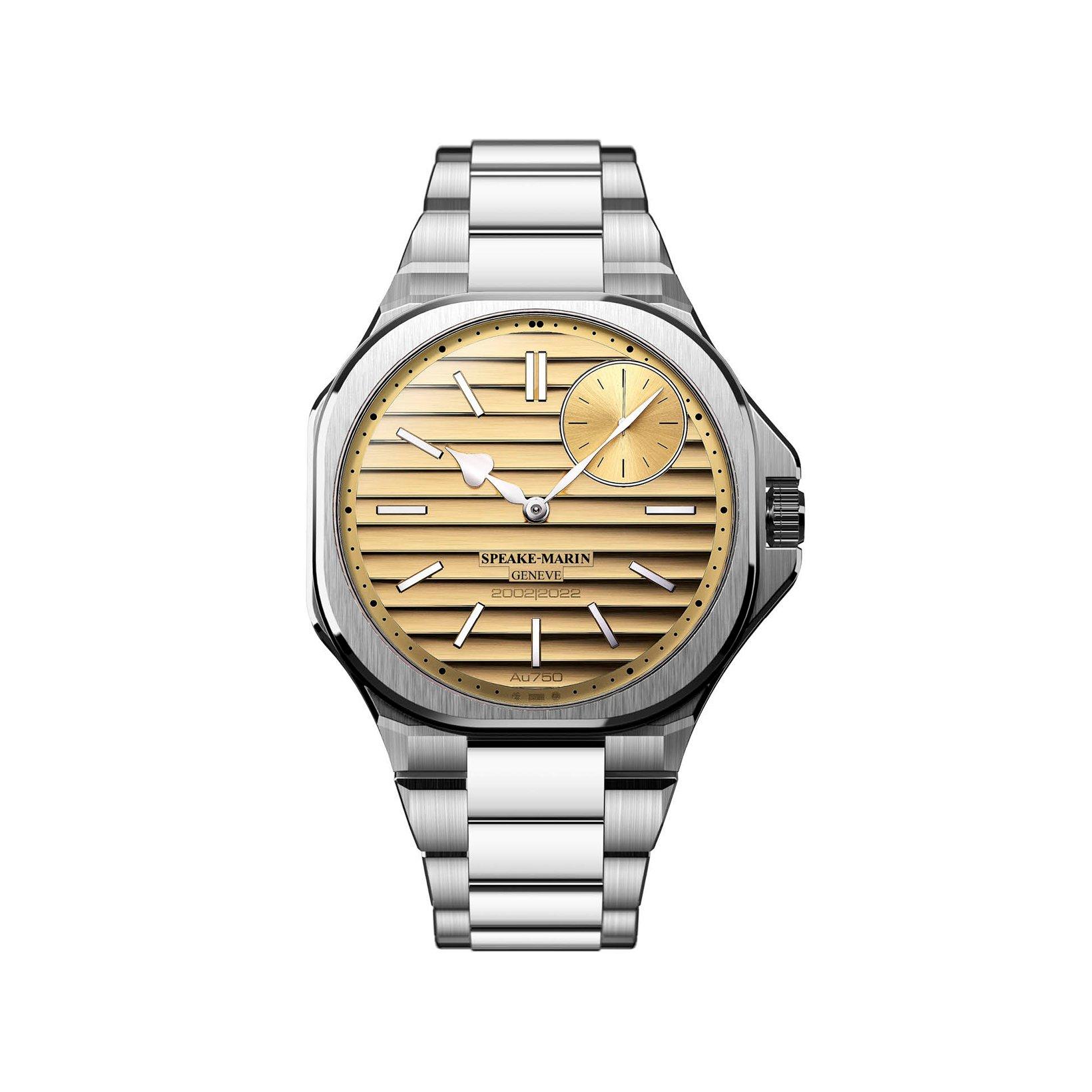 Speake Marin Ripples Anniversary Automatic 40.3 mm Stainless Steel Watch  Gold Dial  Stainless Steel Bracelet