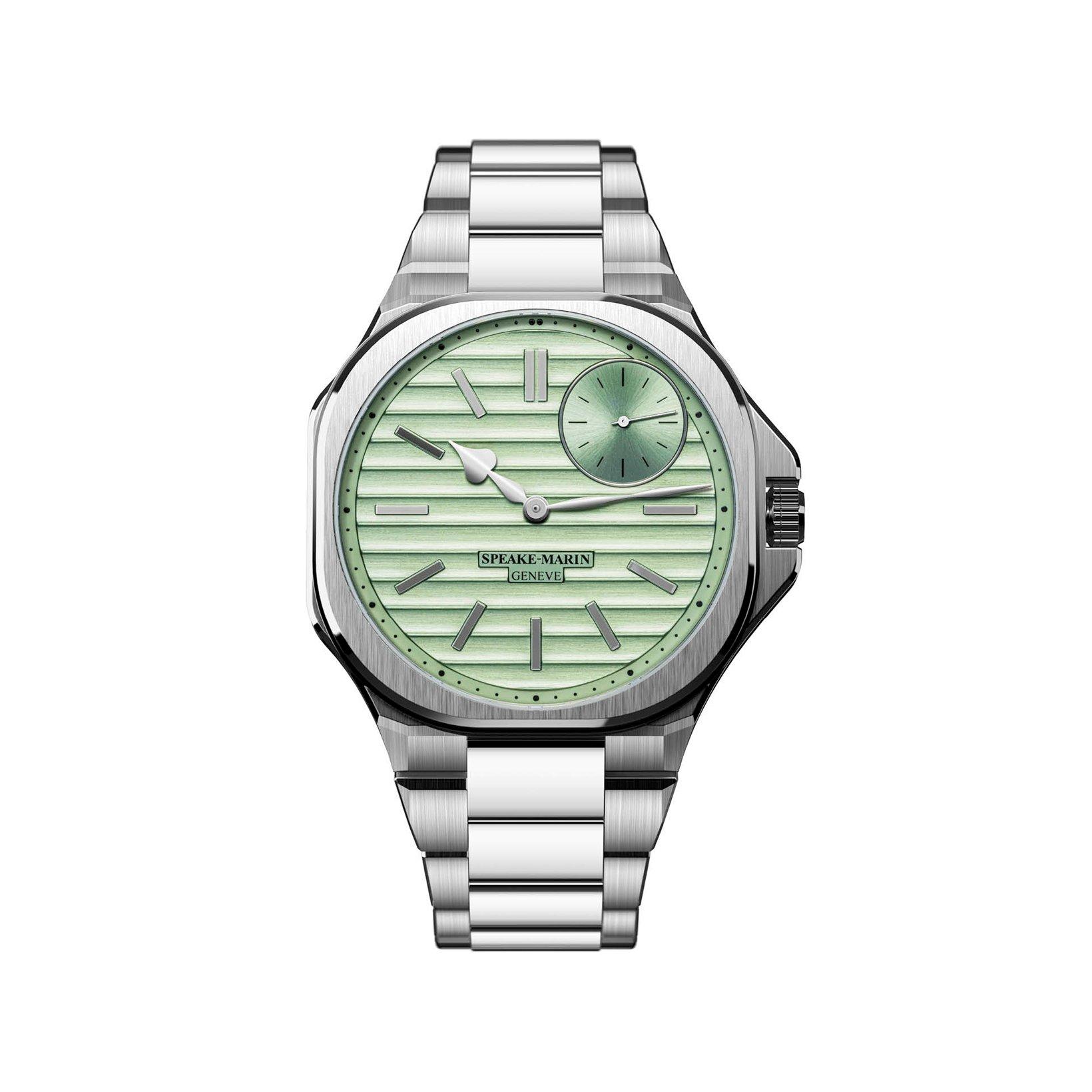 Speake Marin Ripples Metallic Green Automatic 40.3 mm Stainless Steel Watch  Green Dial  Stainless Steel Bracelet