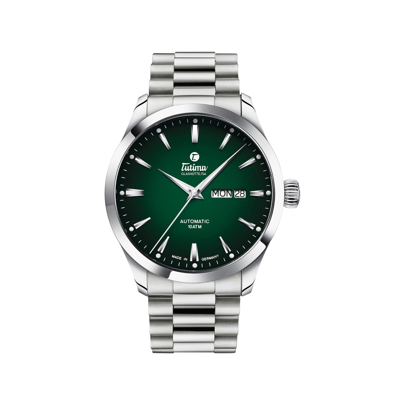 Tutima Flieger Sky Automatic Automatic 41 mm Stainless Steel Watch  Green Dial  Stainless Steel Bracelet