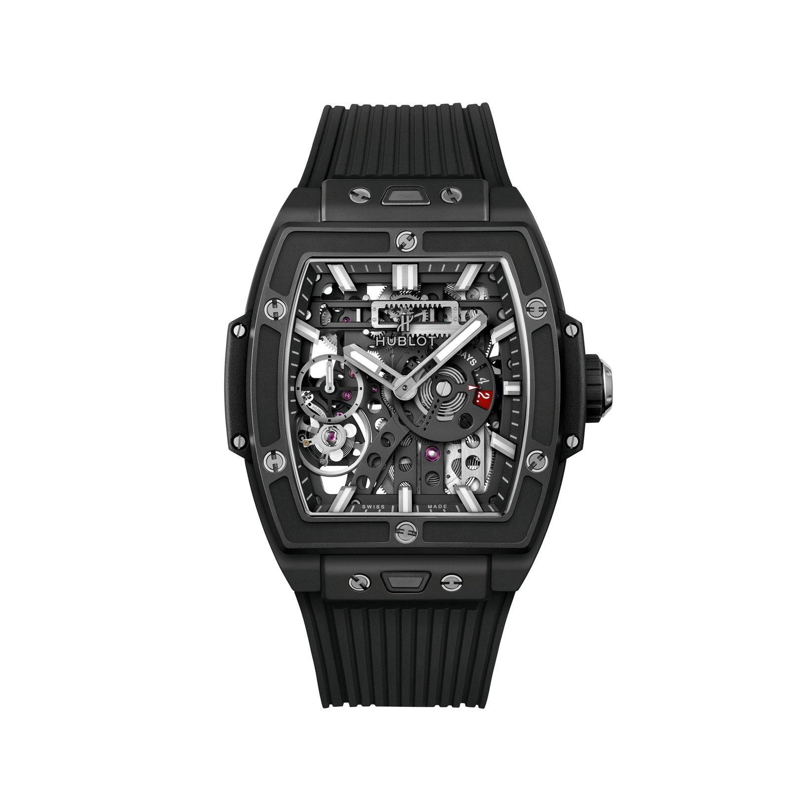 Hublot Spirit Of Big Bang Meca-10 Black Magic Manual Winding 45 mm Ceramic Watch  Black Dial   Rubber Strap