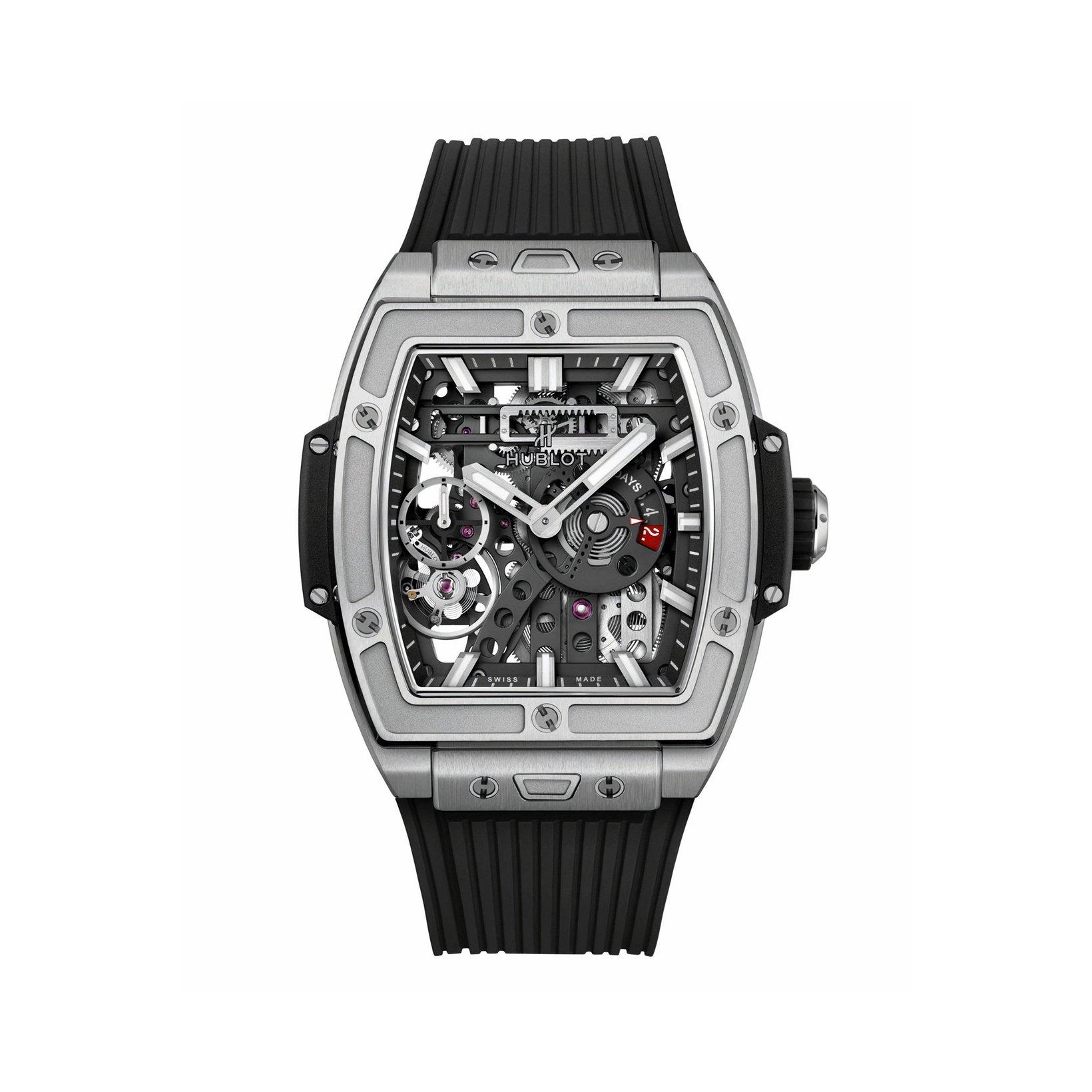 Hublot Spirit Of Big Bang Meca-10 Titanium Manual Winding 45 mm Titanium Watch  Black Dial   Rubber Strap