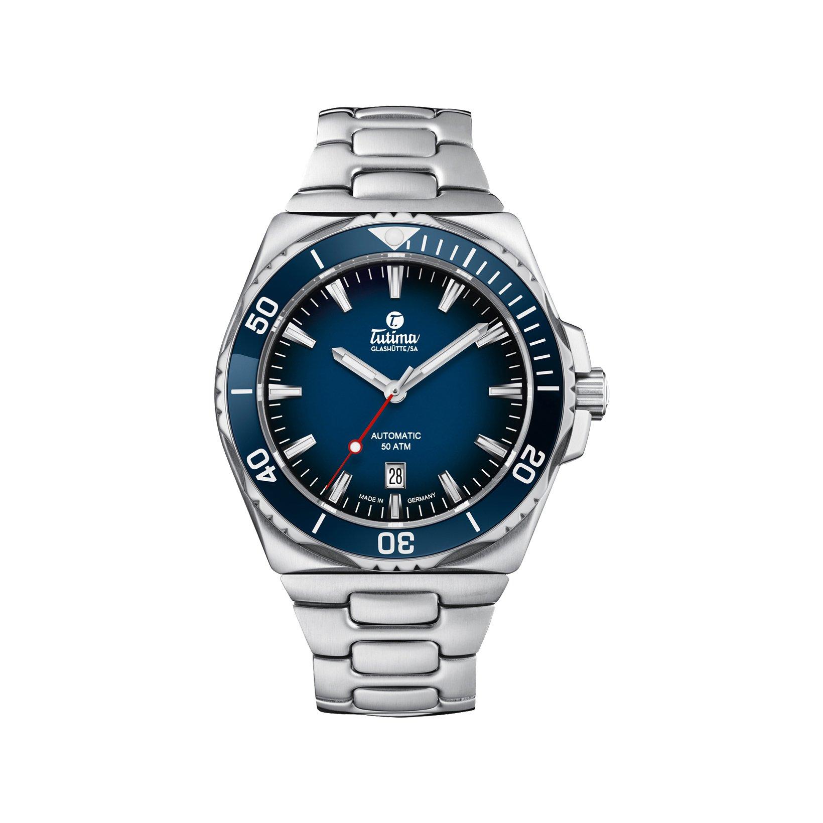 Tutima M2 Seven Seas S Automatic 44 mm Stainless Steel Watch  Blue Dial  Stainless Steel Bracelet