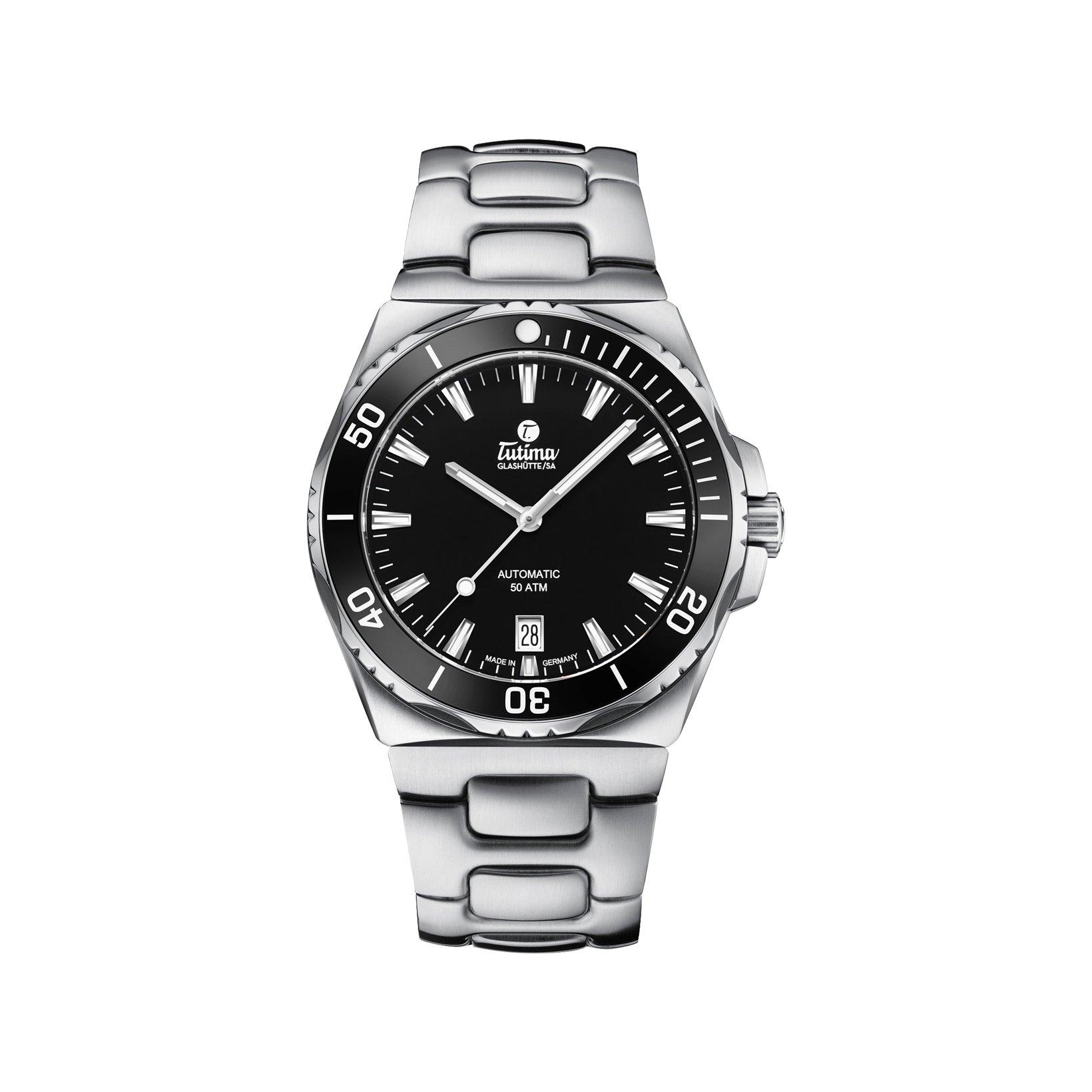 Tutima M2 Seven Seas Automatic 40 mm Stainless Steel Watch  Black Dial  Stainless Steel Bracelet