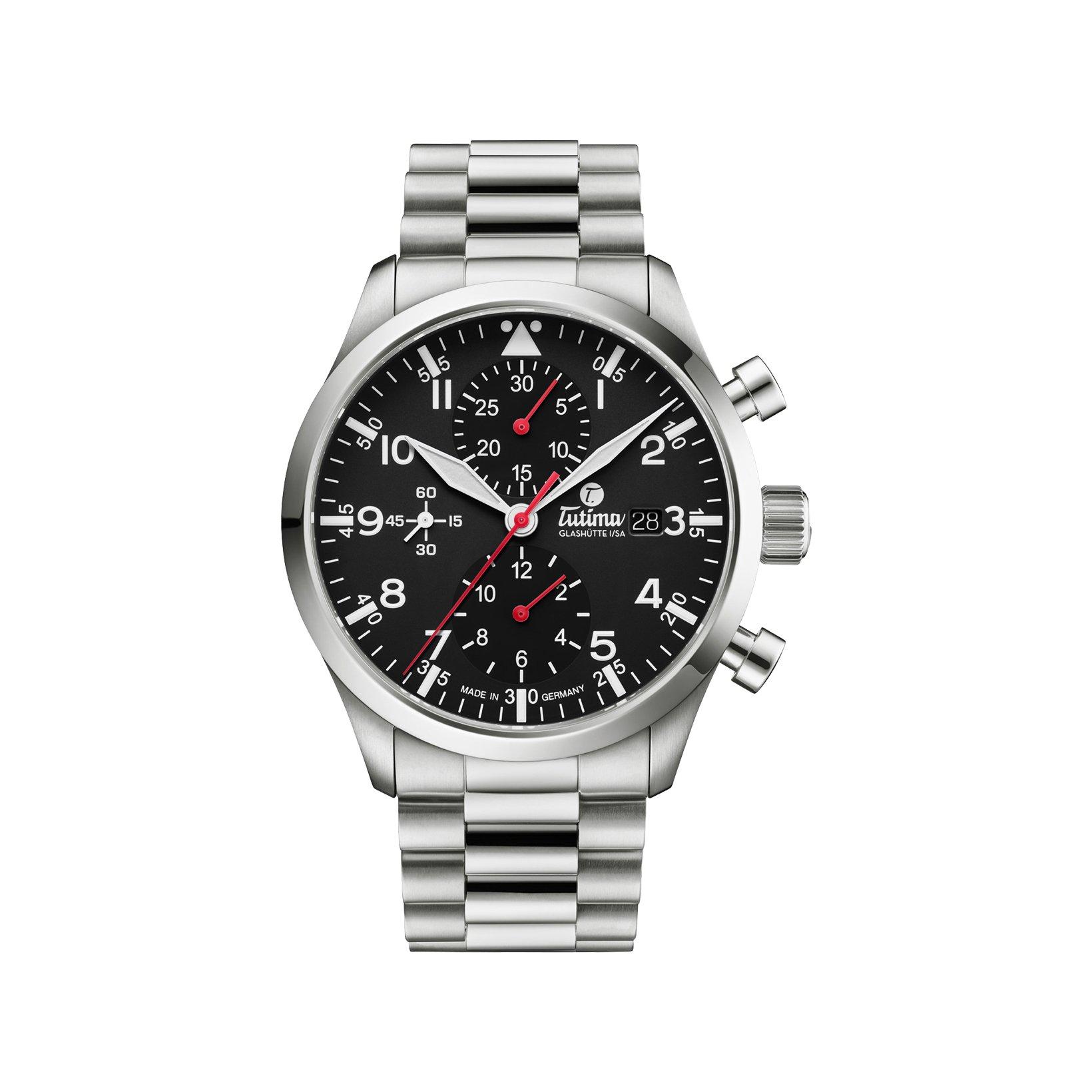 Tutima Flieger Legacy T5 Automatic 41 mm Titanium Watch  Black Dial  Titanium Bracelet
